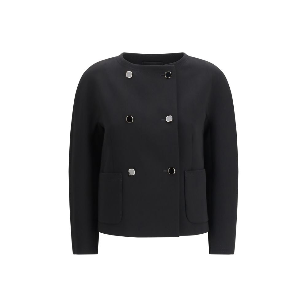 Black Triacetate Full-Length Jacket - ventzia