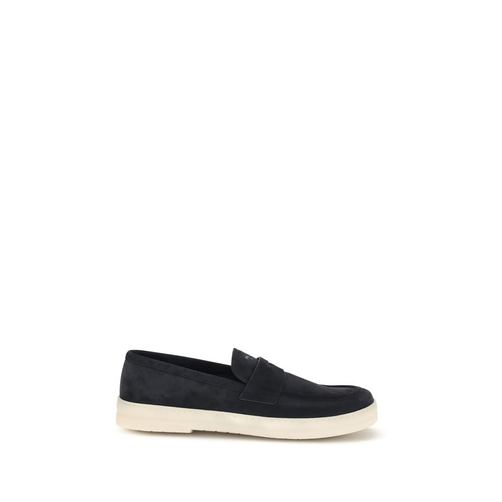 Blue Calf Leather Bos Taurus Slip-On Loafers - ventzia