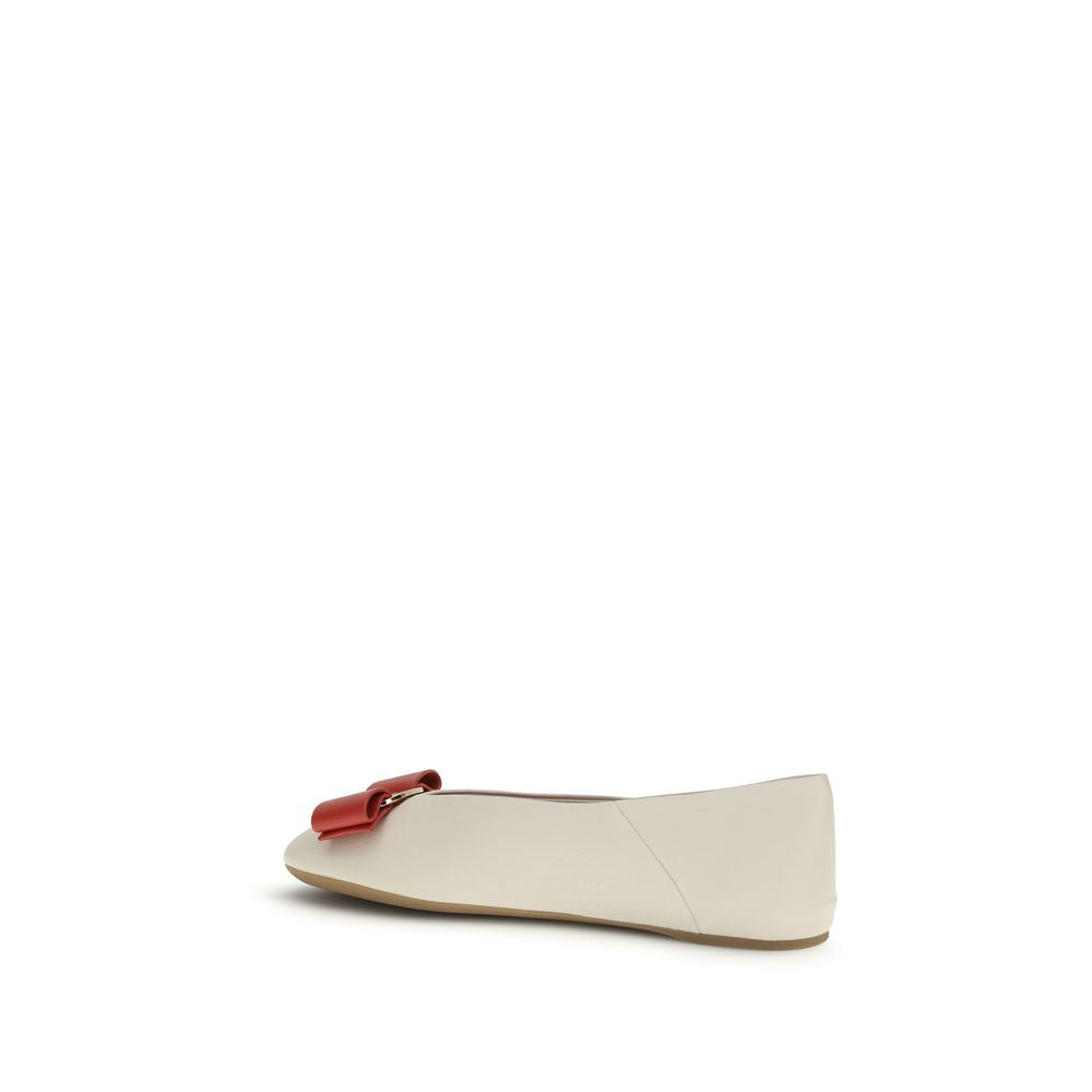 White Calf Leather Bos Taurus Ballet Flats - ventzia