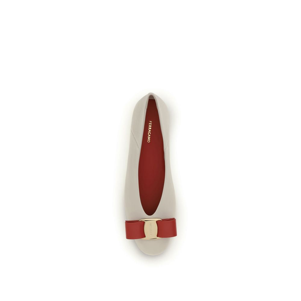 White Calf Leather Bos Taurus Ballet Flats - ventzia