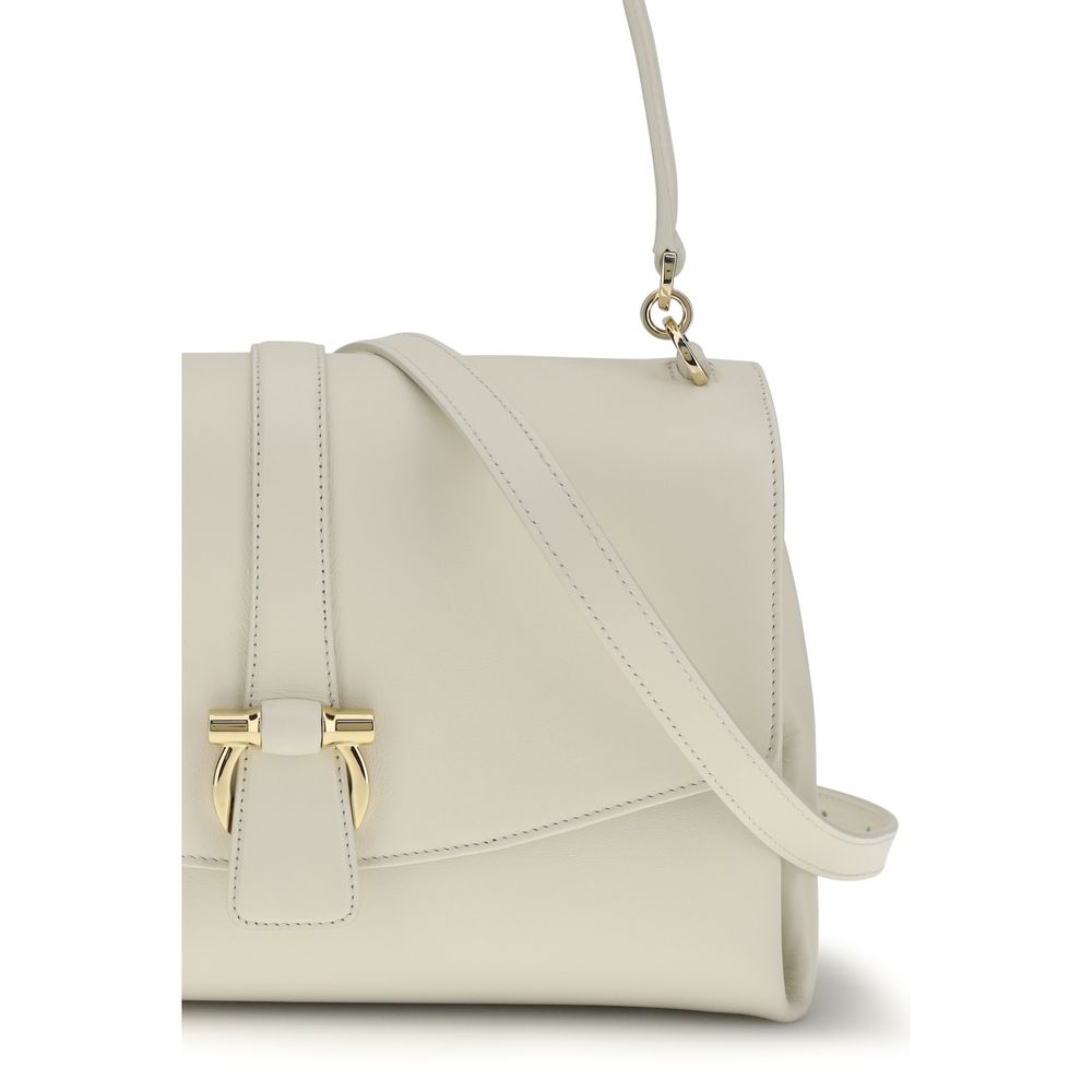 White Calf Leather Bos Taurus Shoulder Bag - ventzia