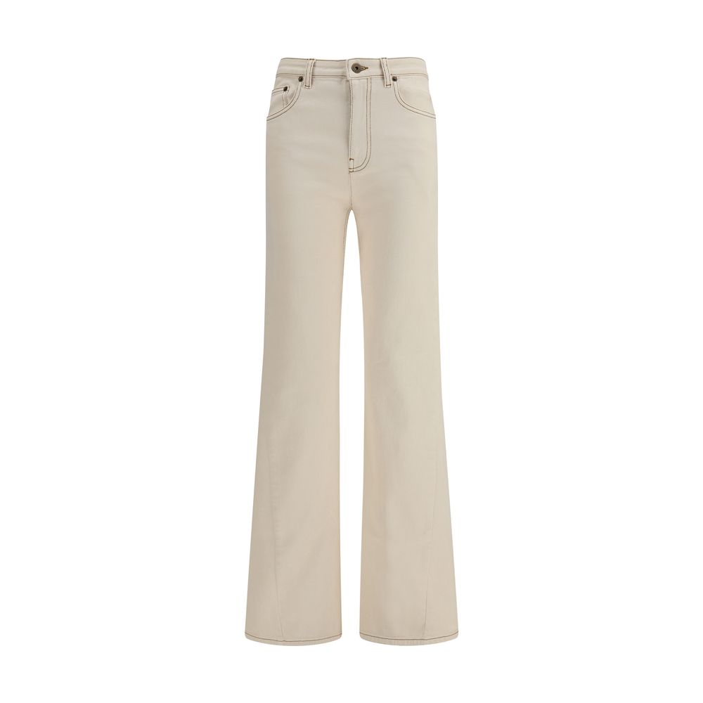 Beige Cotton Bootcut Jeans - ventzia