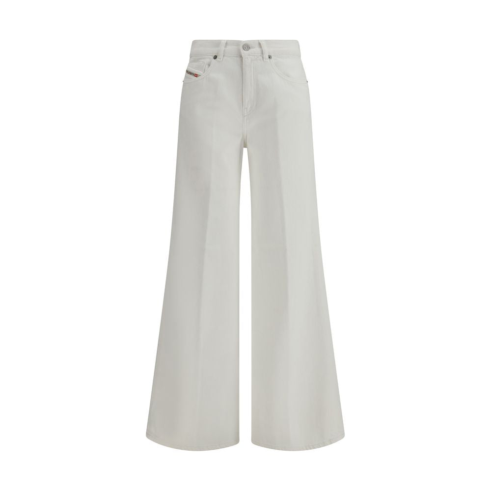 White Cotton Flared Jeans - ventzia