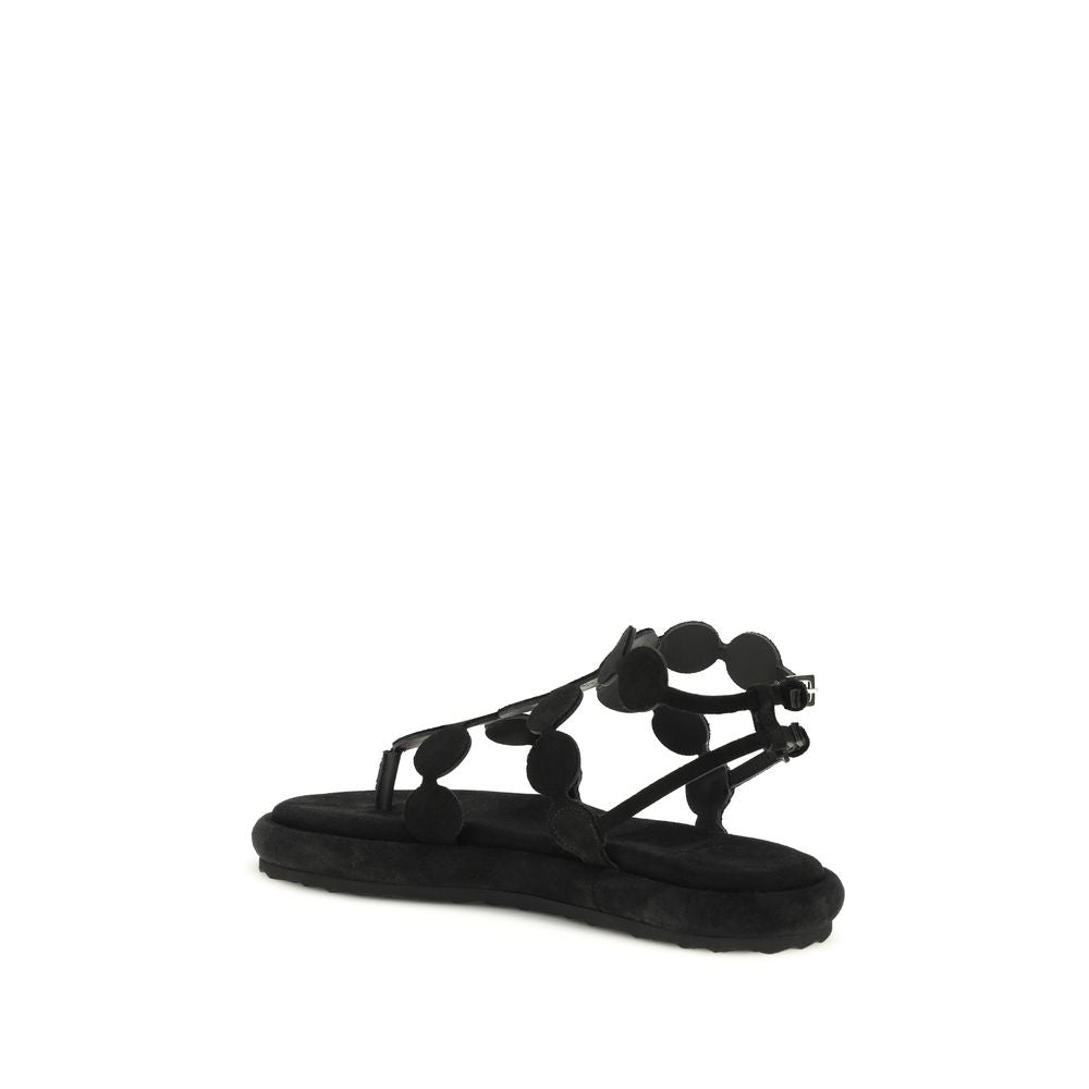 Black Calf Leather Bos Taurus Platform Sandals - ventzia