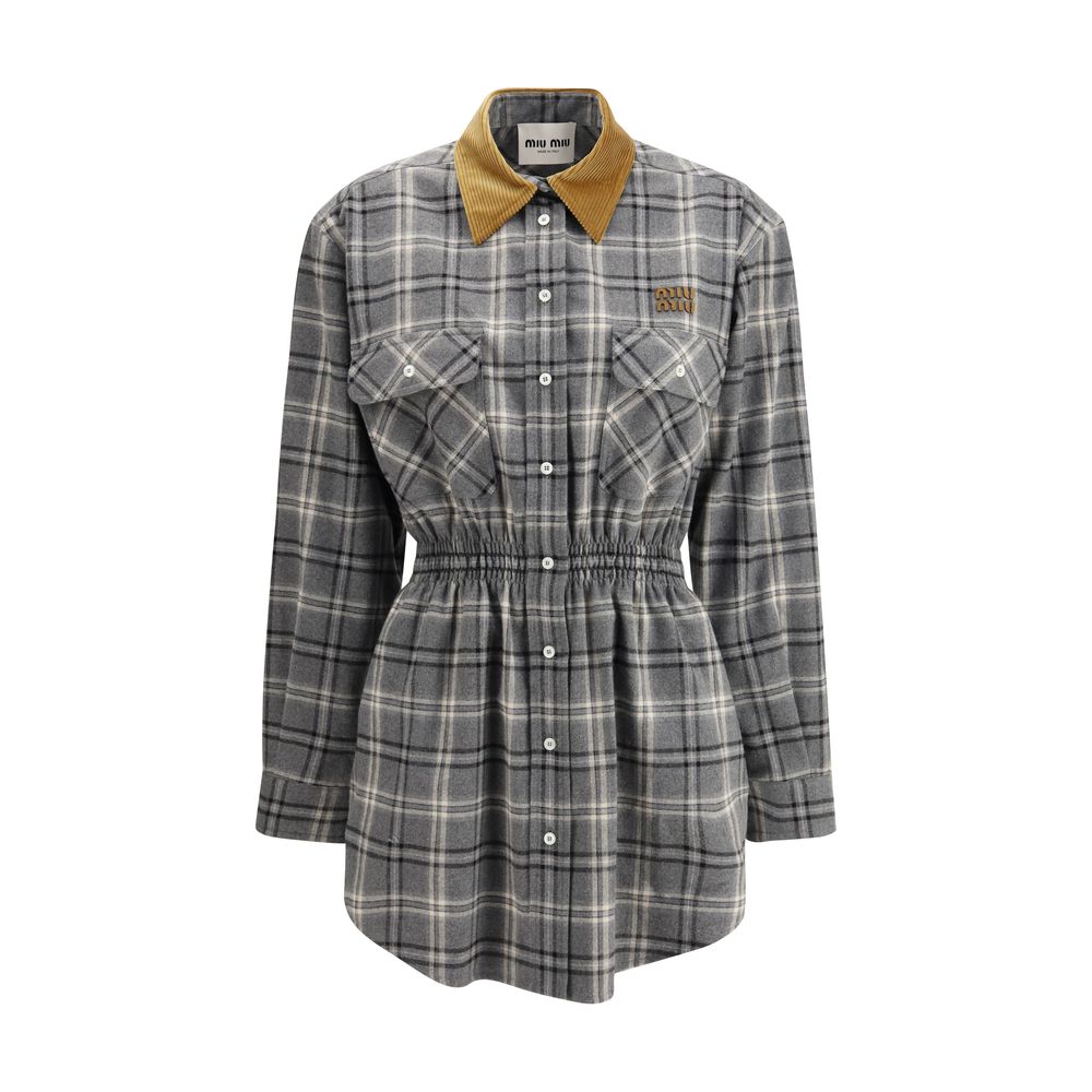 Gray Cotton Casual Dress - ventzia