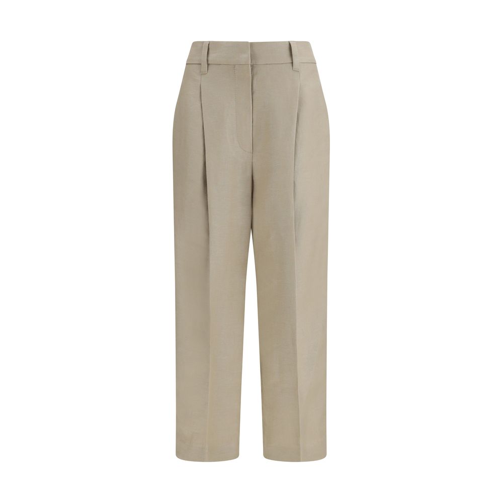 Beige Linen Casual Pants - ventzia