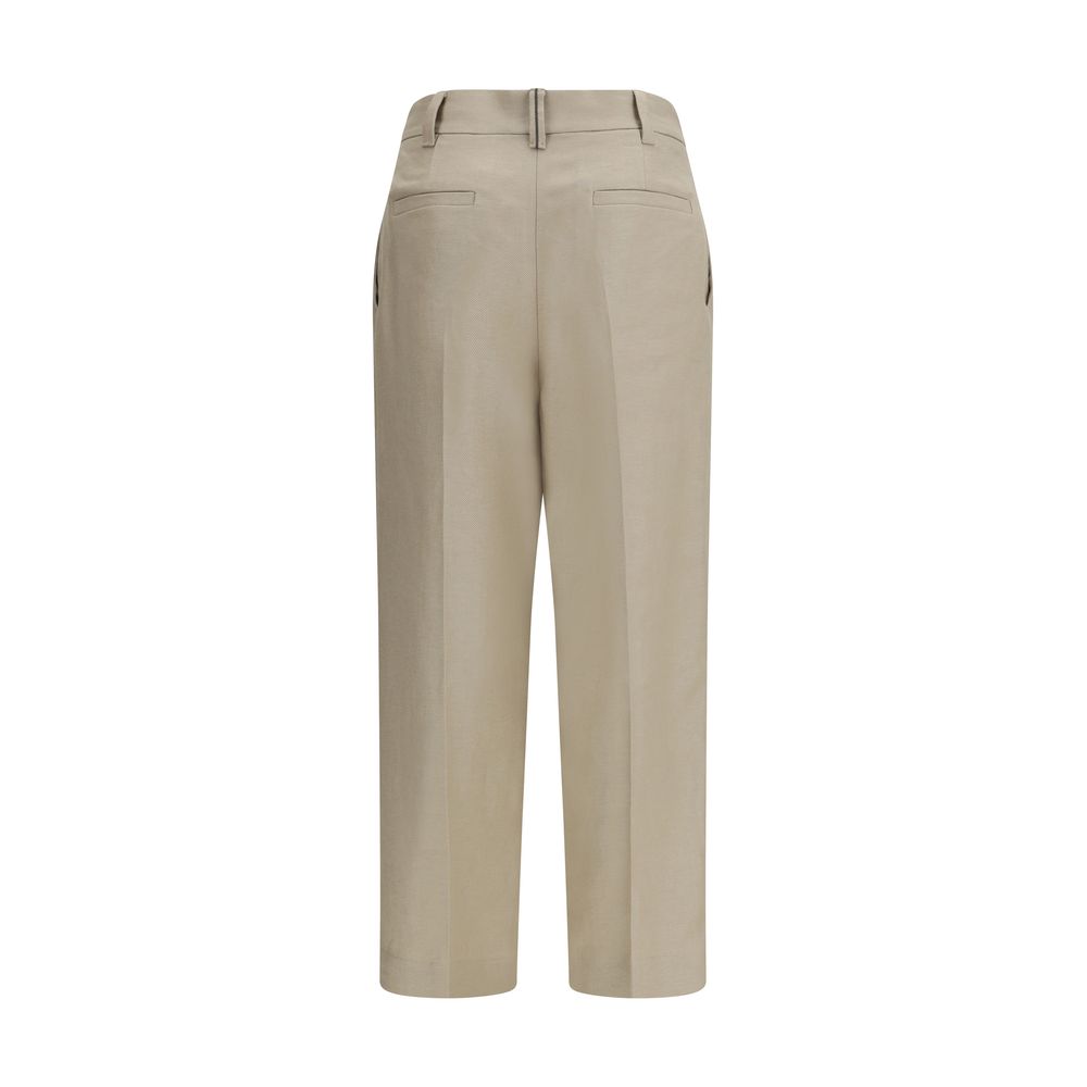 Beige Linen Casual Pants - ventzia