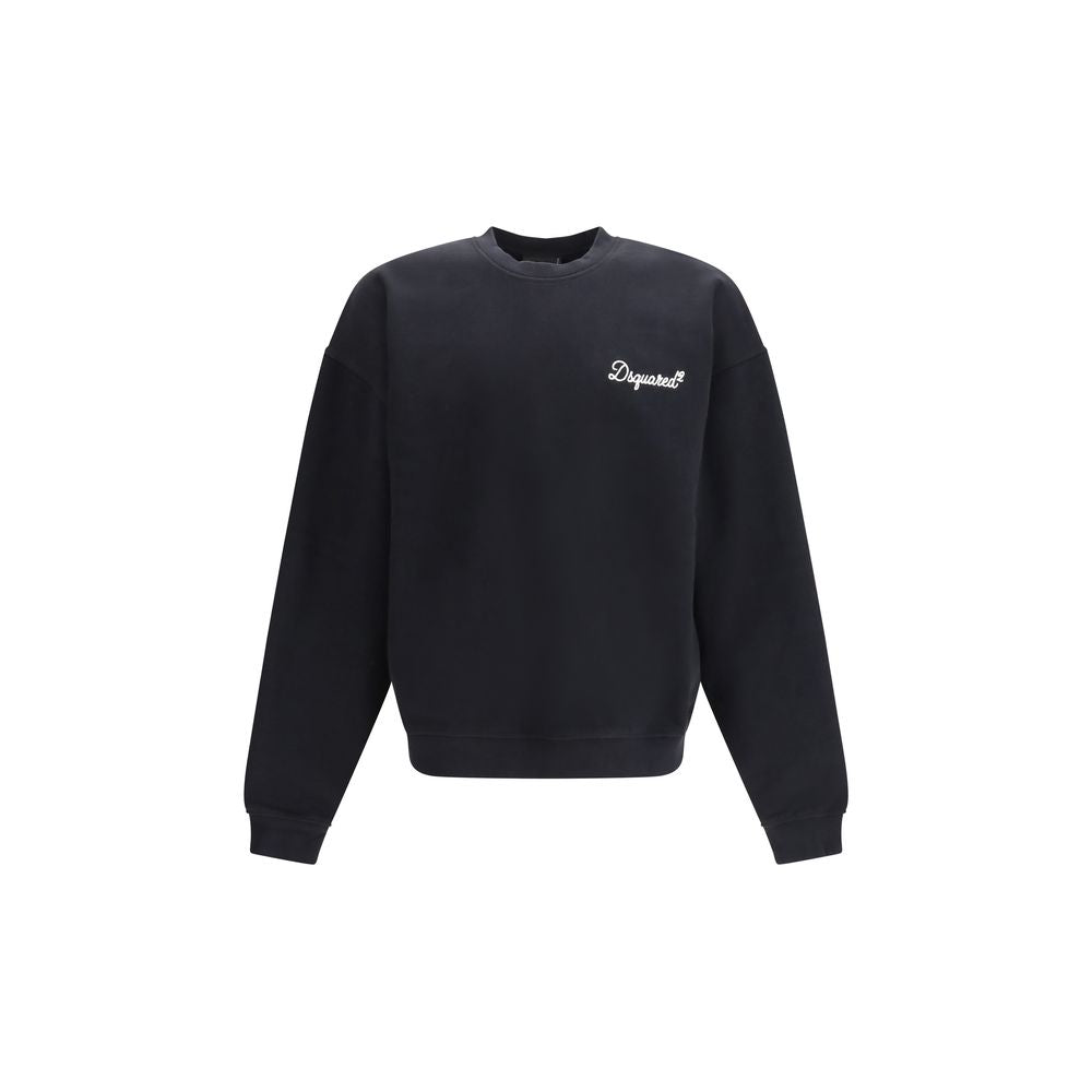 Black Cotton Sweatshirt - ventzia