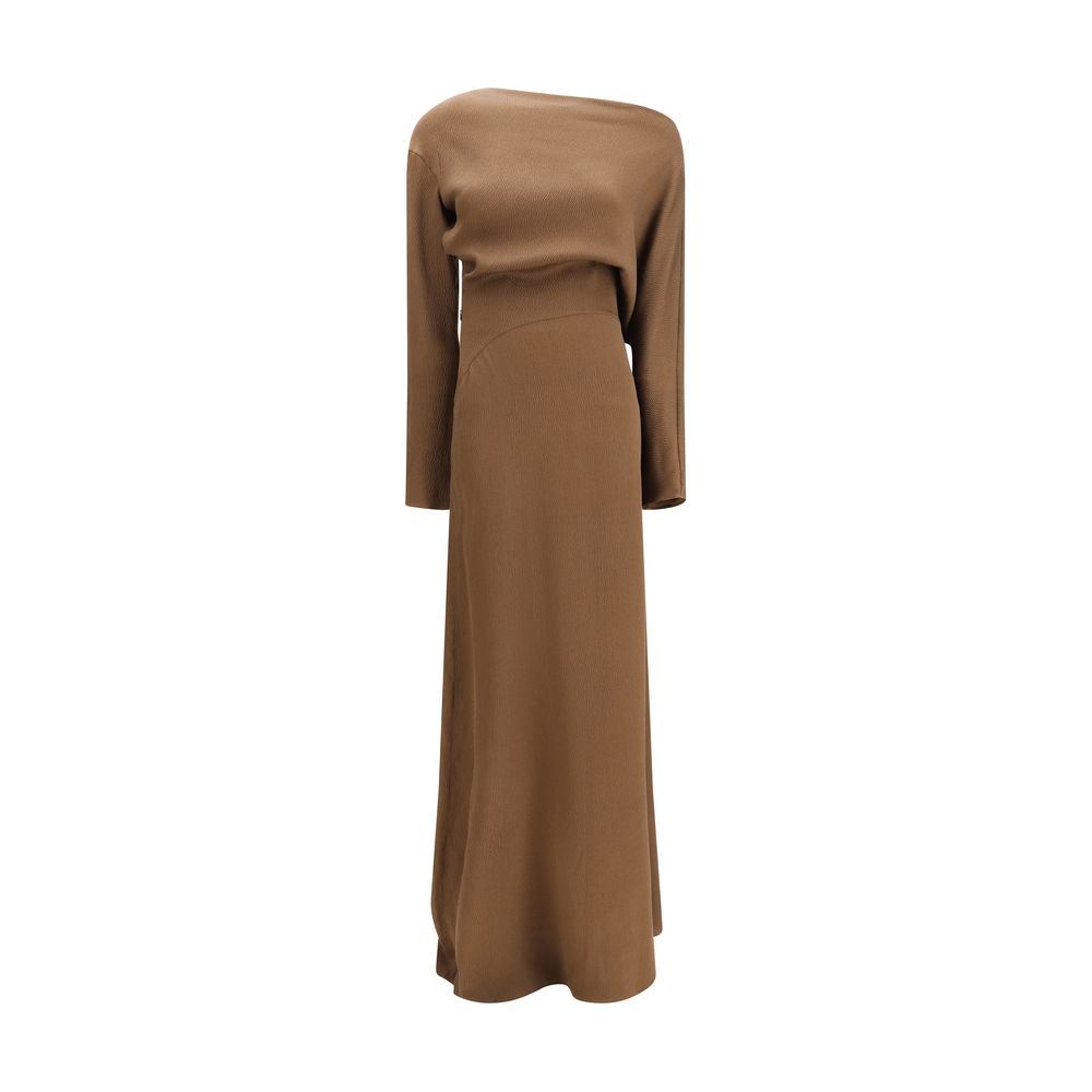 Brown Silk Casual Dress - ventzia