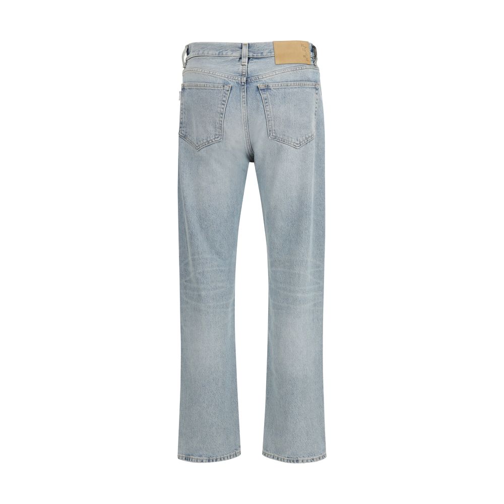 Blue Cotton Straight-Leg Jeans - ventzia