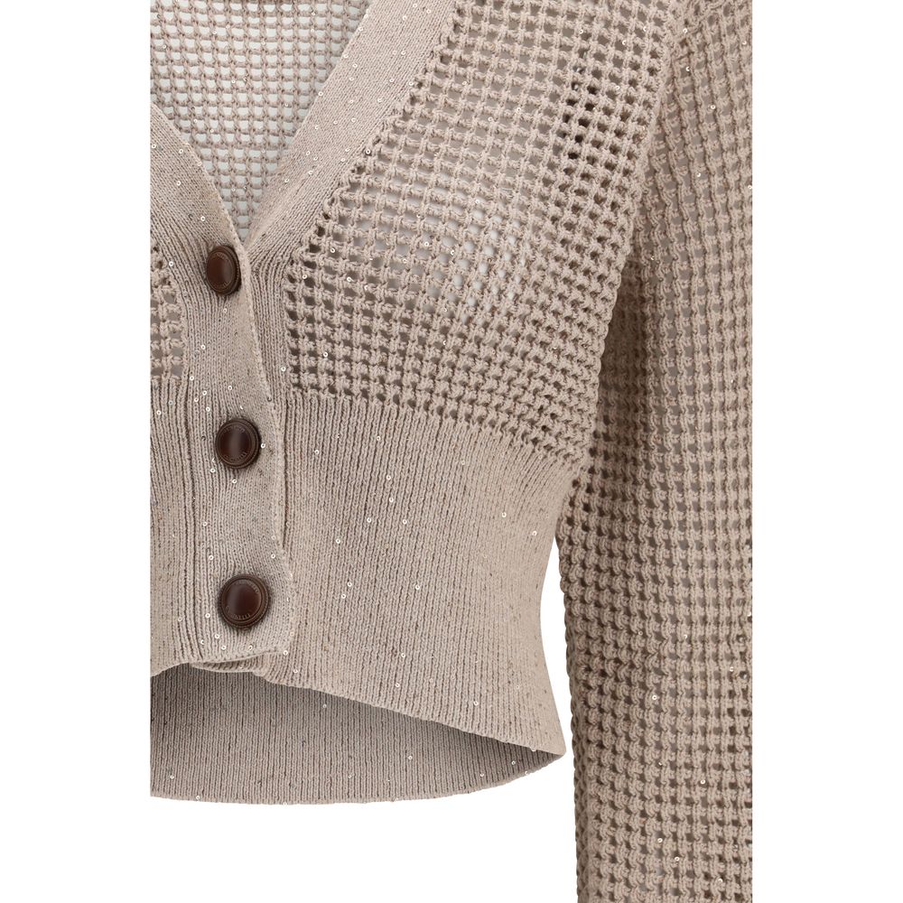 Beige Cotton Cardigan - ventzia