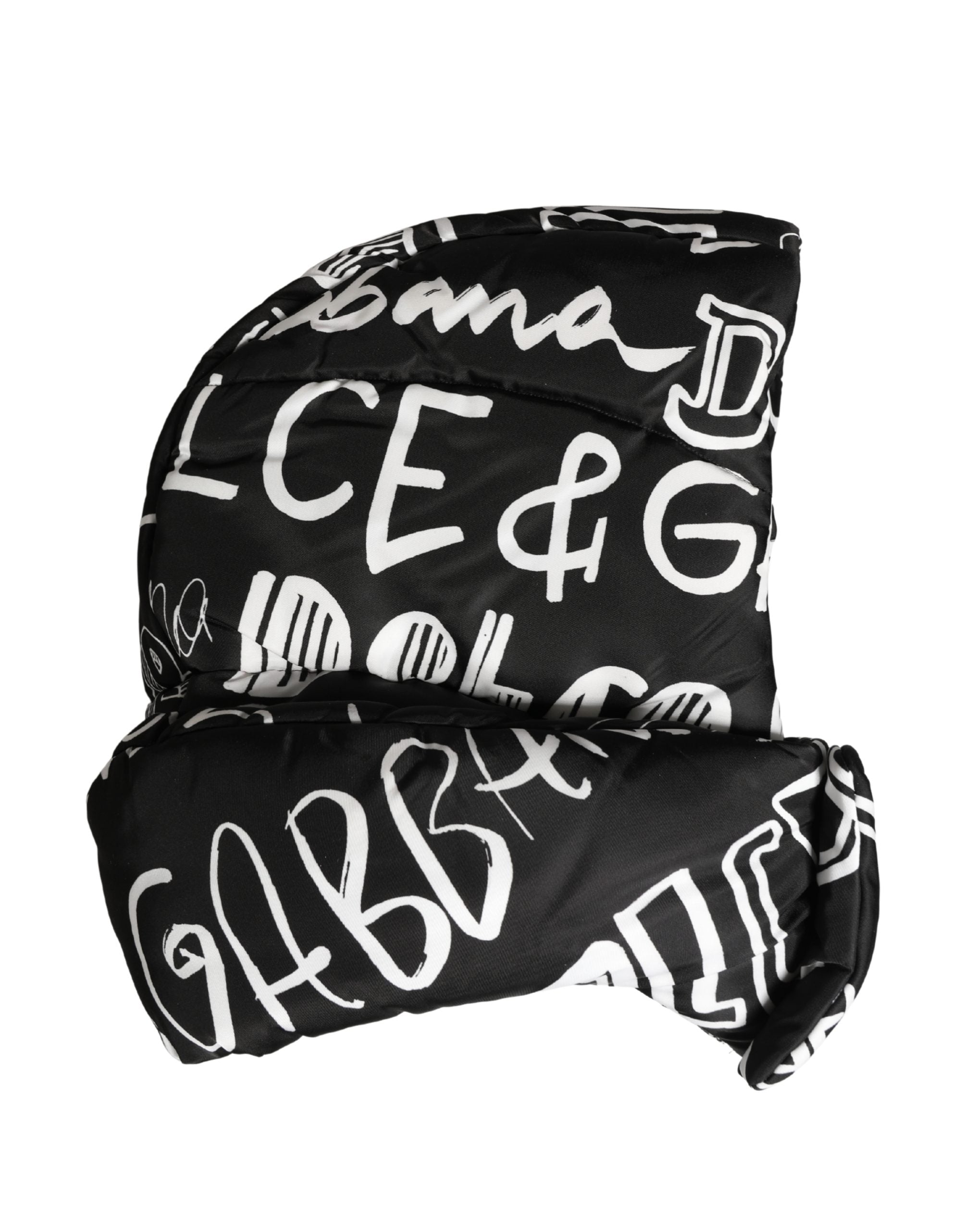 Black Logo Print Whole Head Wrap Capello Hat - ventzia
