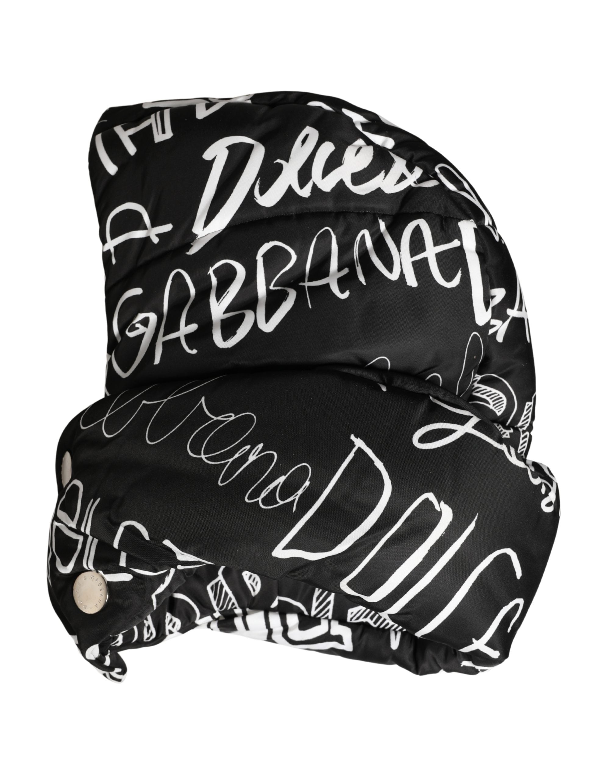 Black Logo Print Whole Head Wrap Capello Hat - ventzia