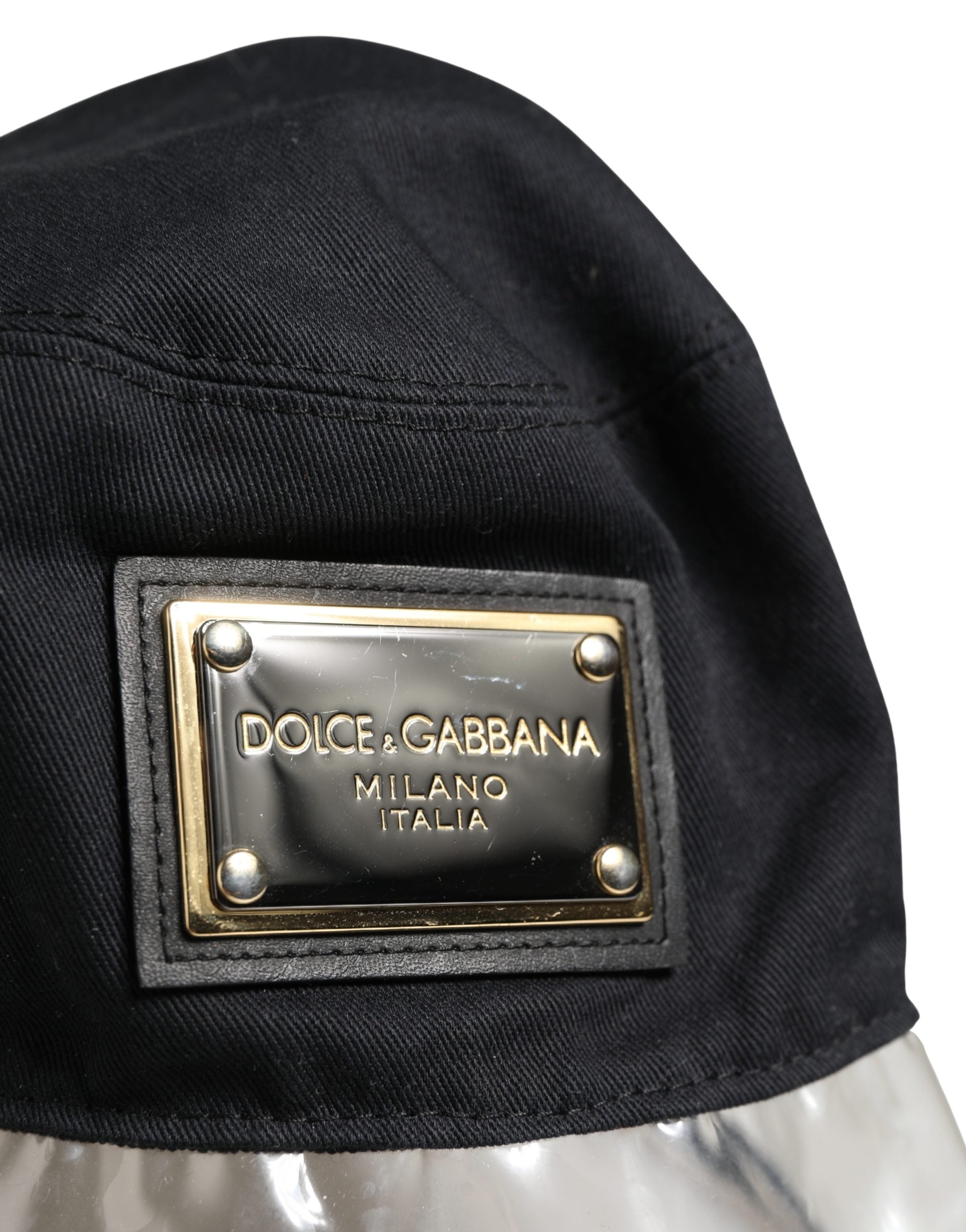 Black Cotton Plastic Fisherman Bucket Capello Hat - ventzia
