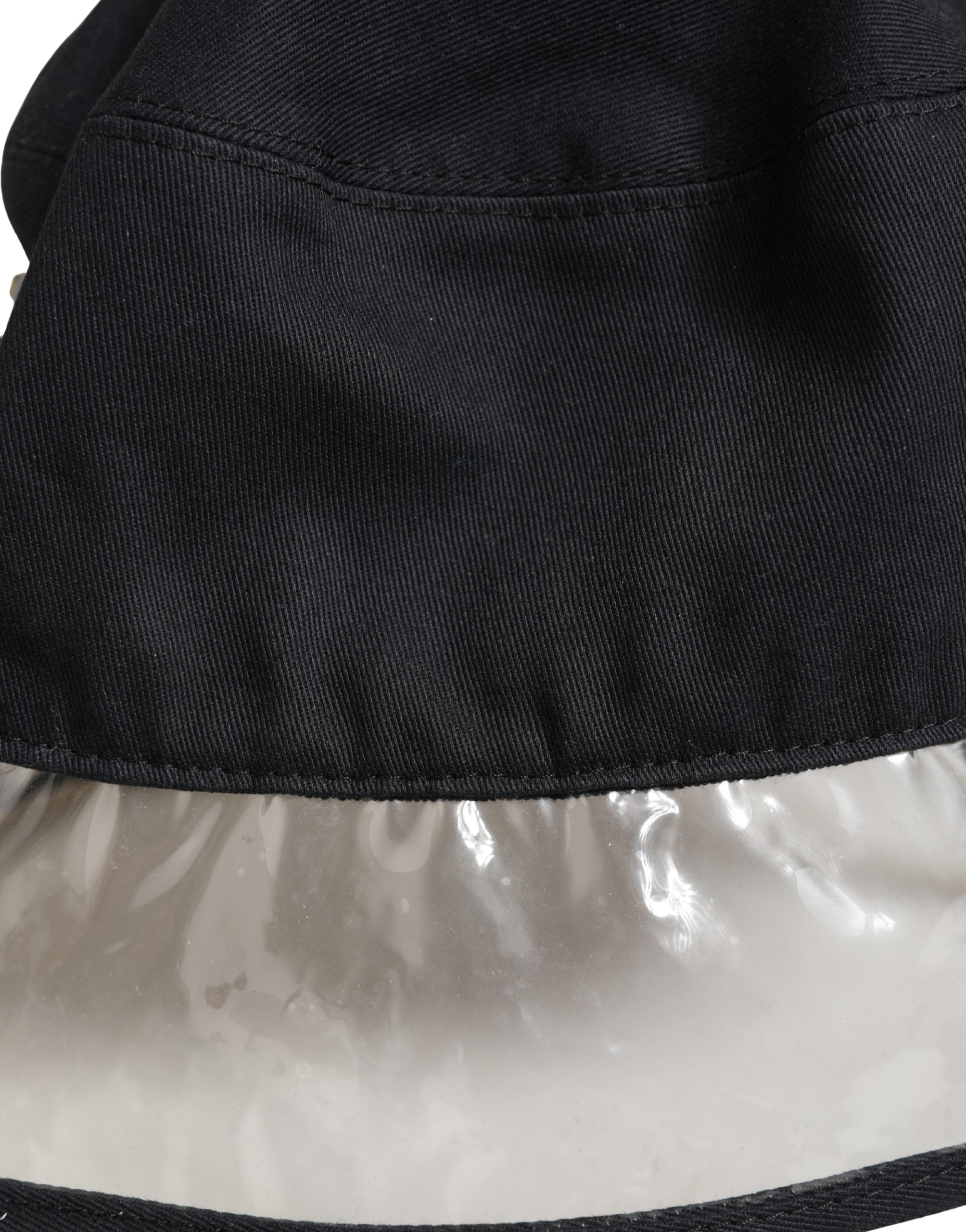 Black Cotton Plastic Fisherman Bucket Capello Hat - ventzia