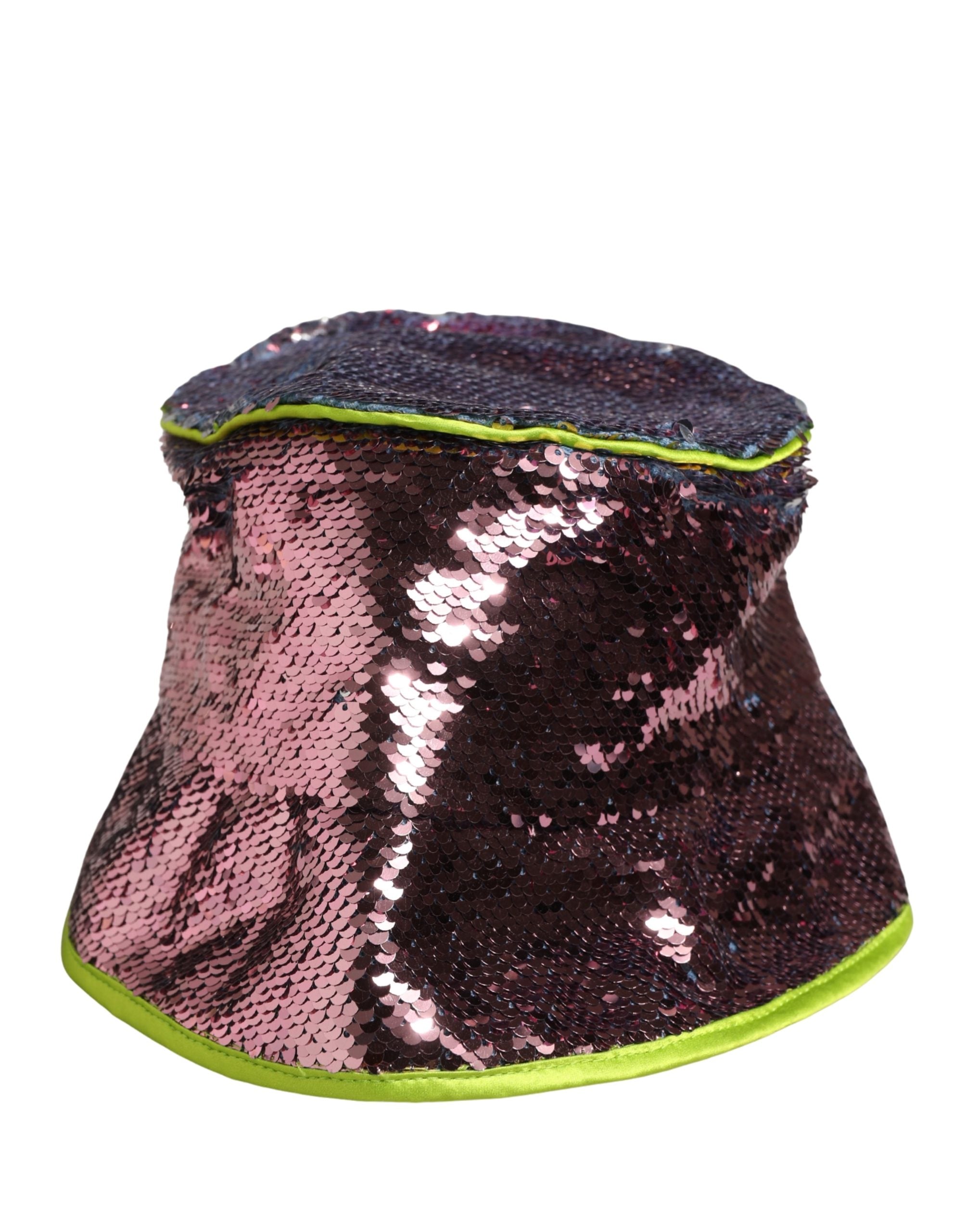 Men Purple Sequined Bucket Fisherman Capello Hat - ventzia