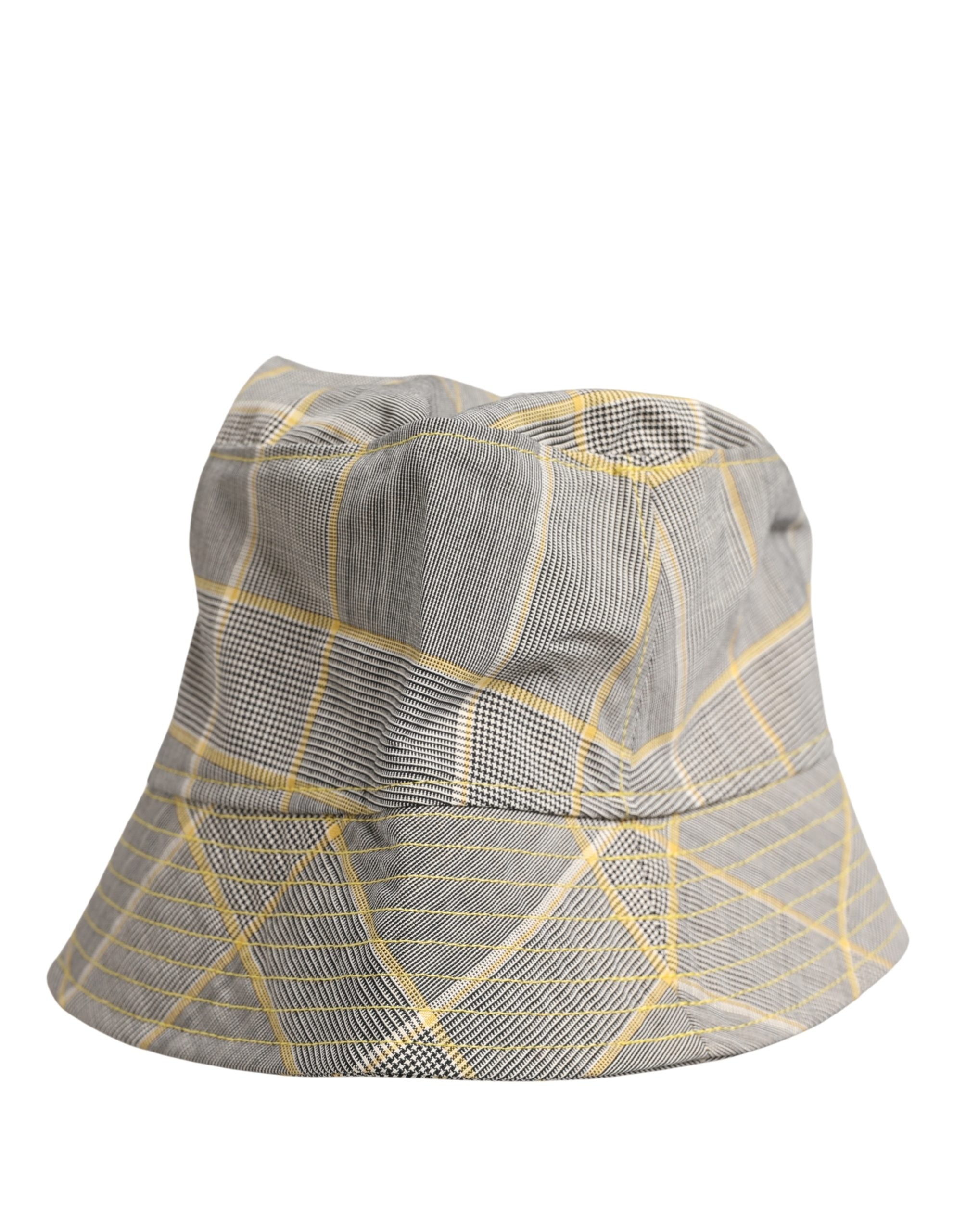 Men Gray Checkered Bucket Fisherman Capello Hat - ventzia