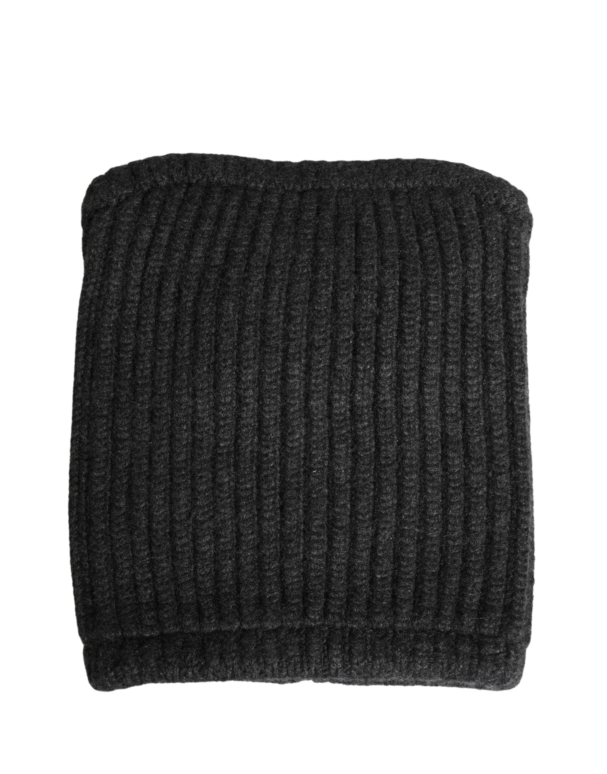 Black Cashmere Knitted Men Winter Neck Warmer Hat - ventzia
