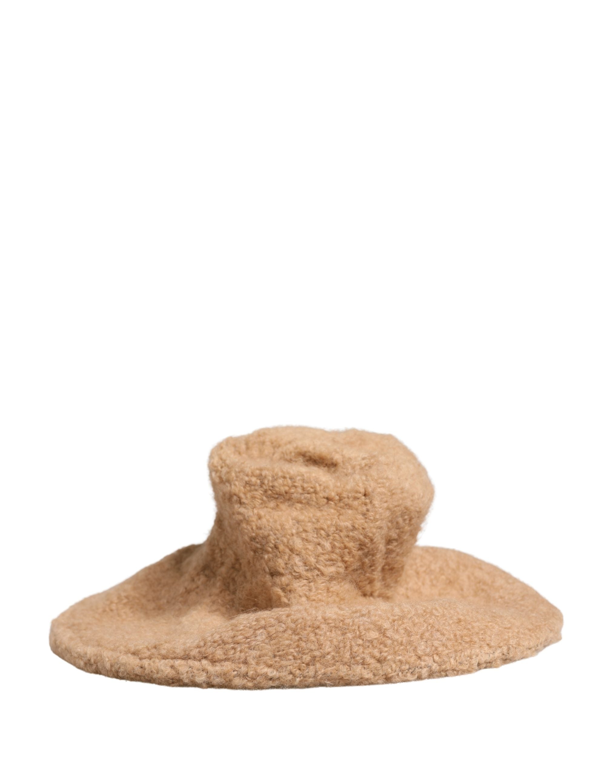Beige Virgin Wool Fur Women Knitted Capello Hat - ventzia