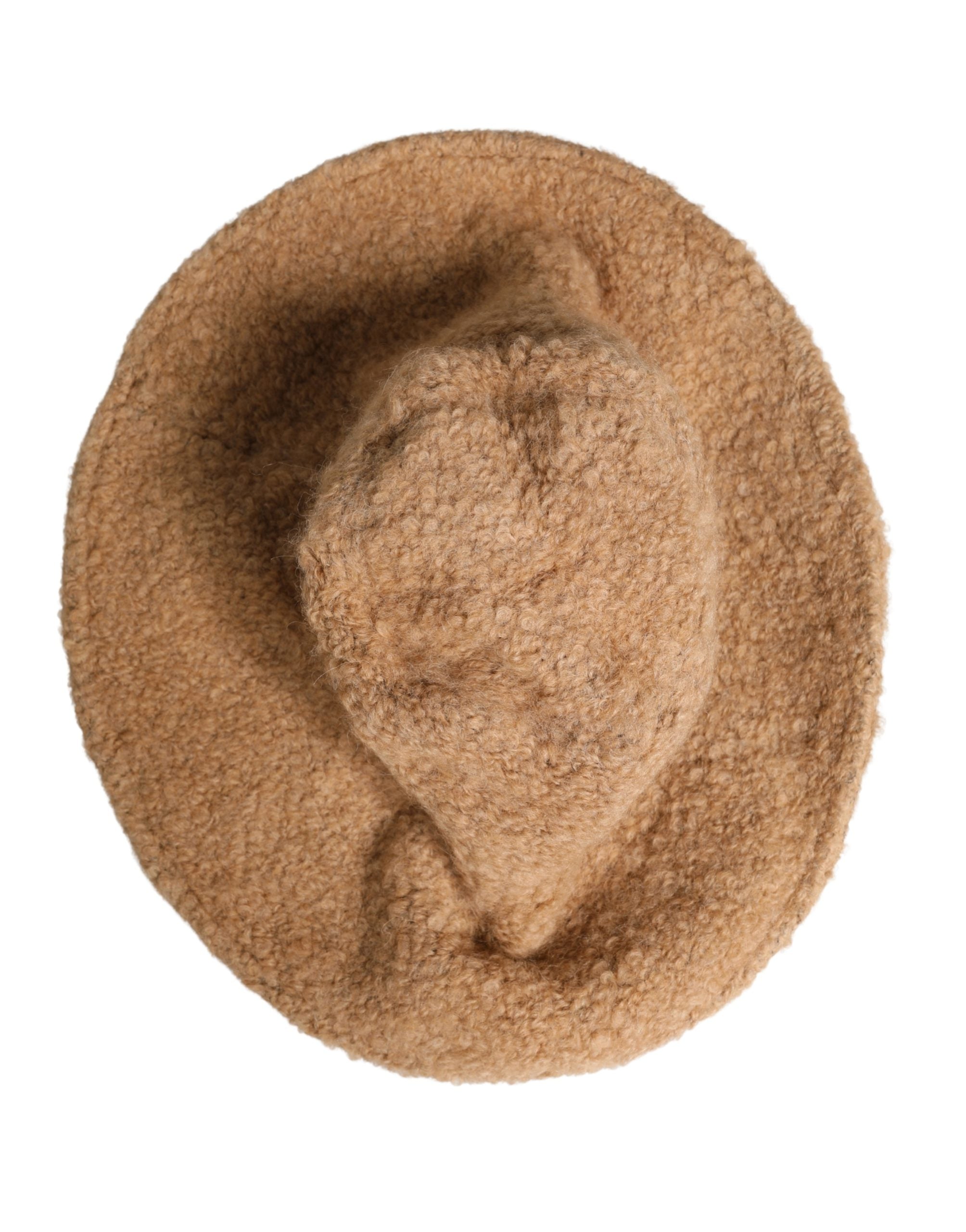 Beige Virgin Wool Fur Women Knitted Capello Hat - ventzia