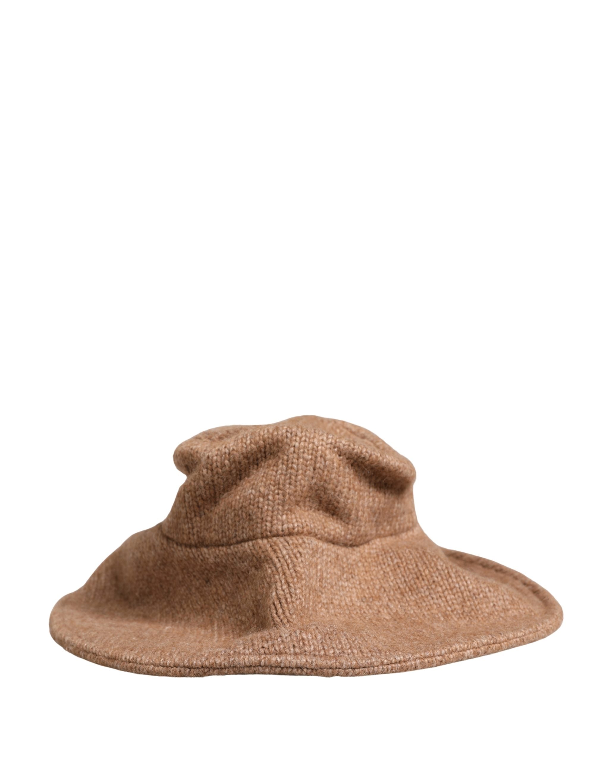 Brown Llama Wool Women Knitted Capello Hat - ventzia