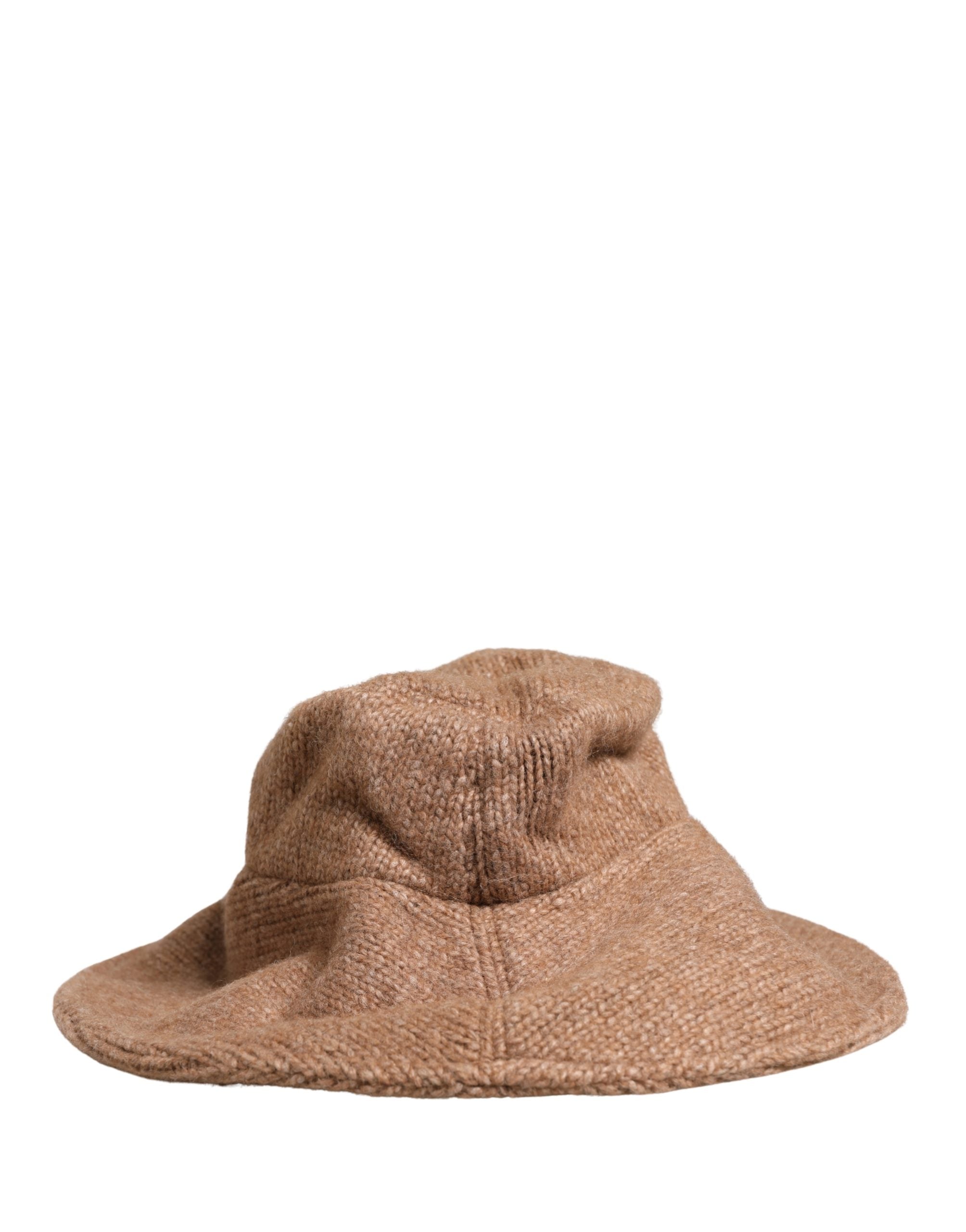 Brown Llama Wool Women Knitted Capello Hat - ventzia