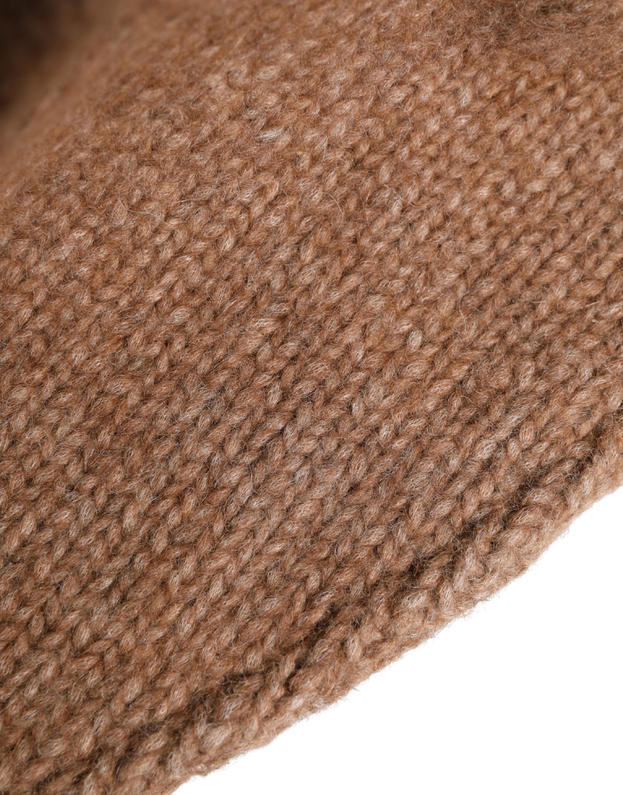 Brown Llama Wool Women Knitted Capello Hat - ventzia