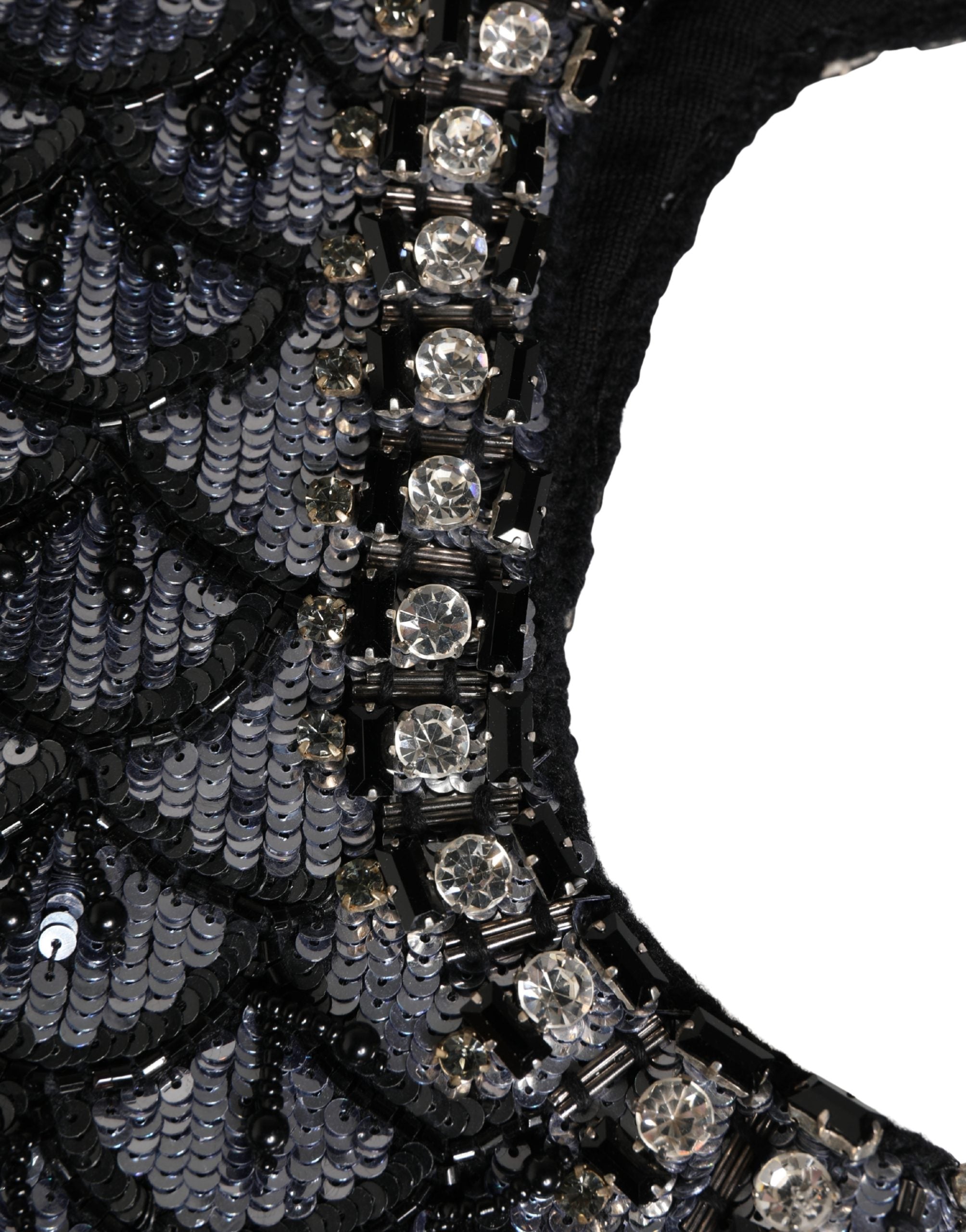Black Wool Crystal Embellished Balaclava Hat - ventzia