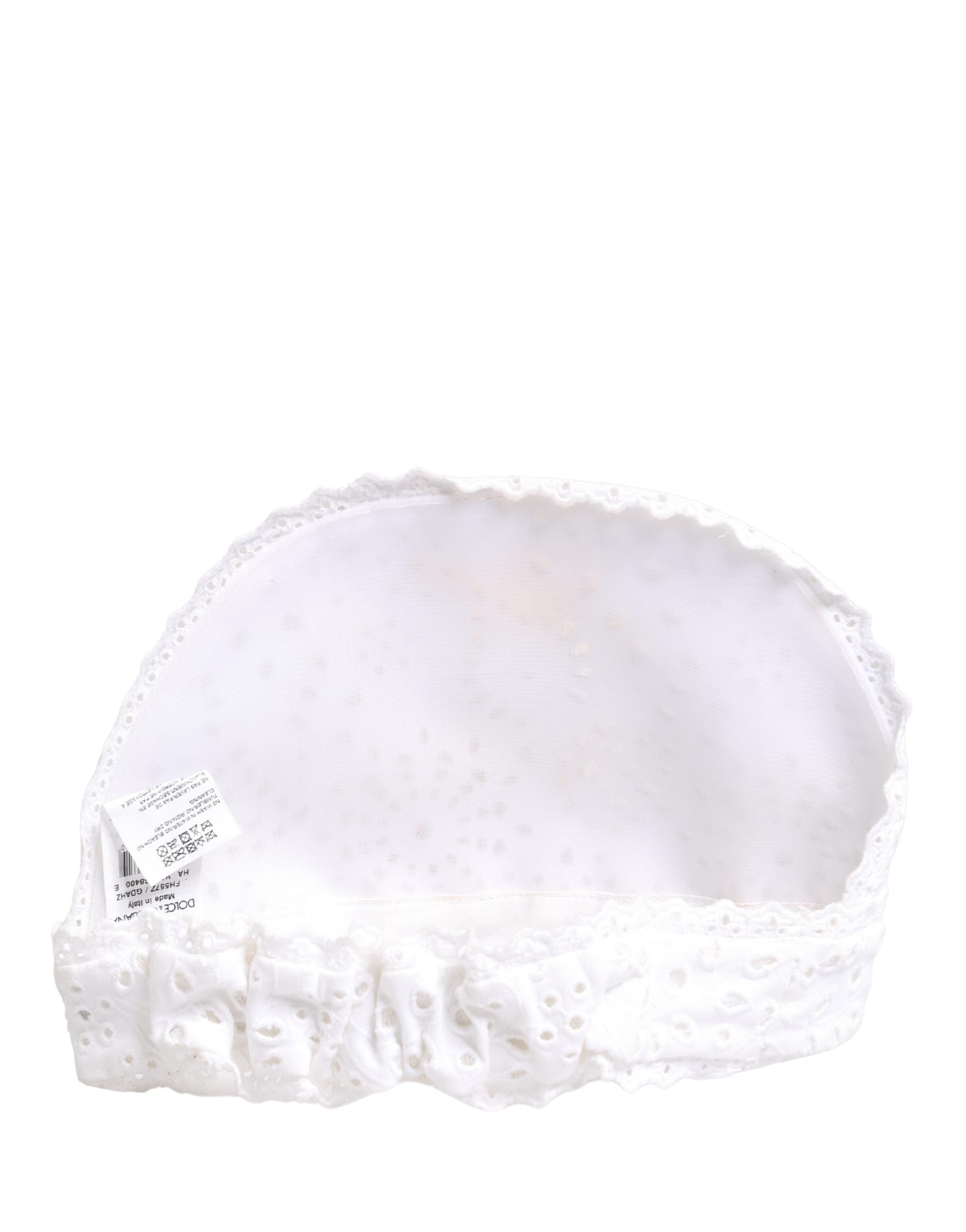 White Cotton Embroidered DG Crystal Headwear Hat - ventzia