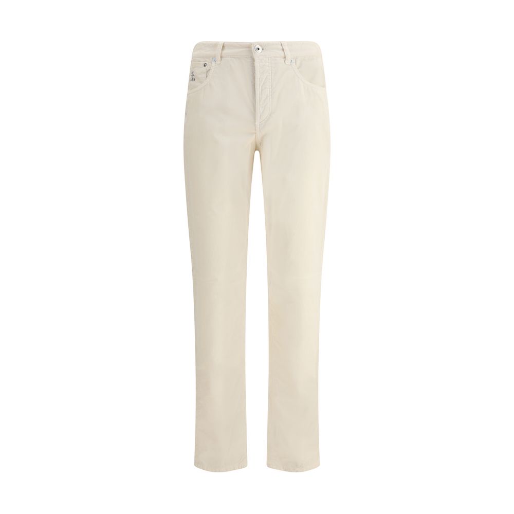 White Cotton Casual Pants - ventzia