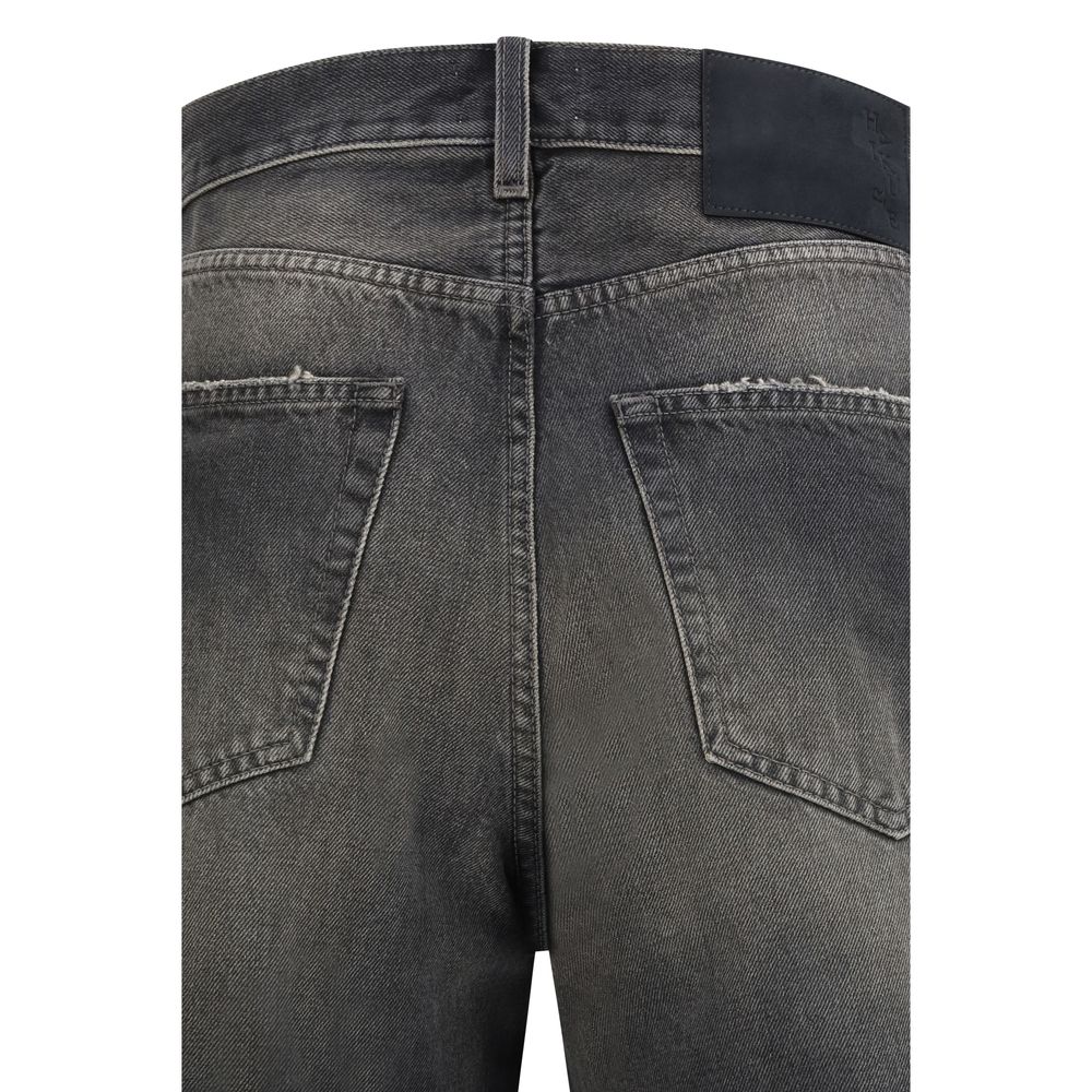 Black Cotton Relaxed Fit Jeans - ventzia