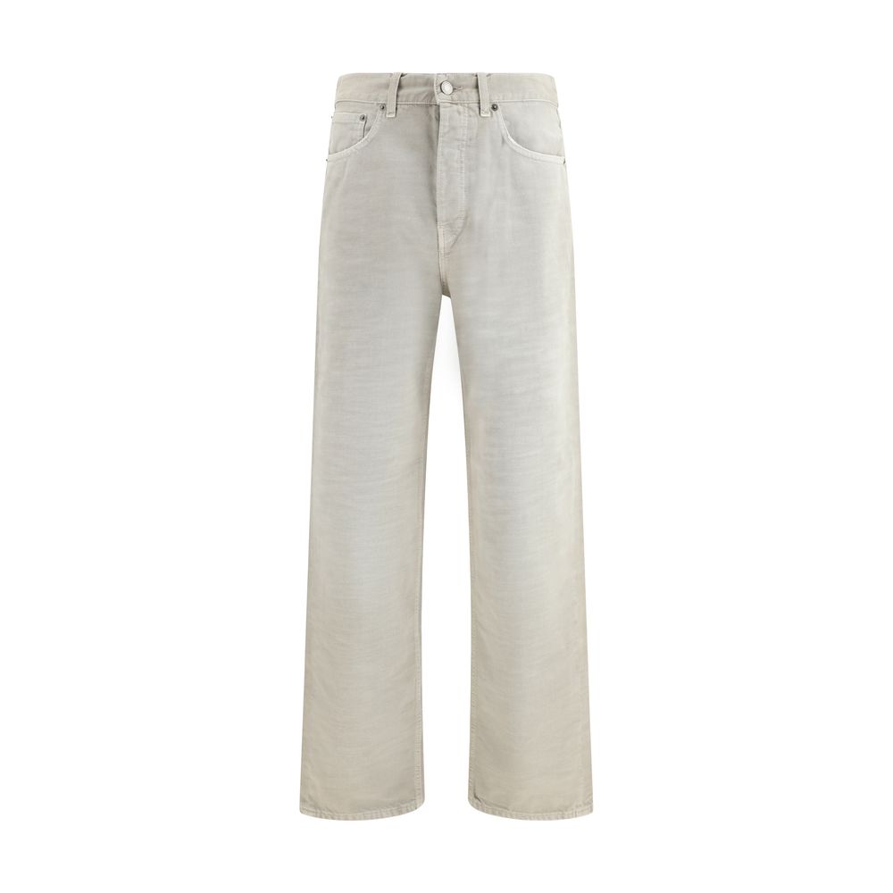 Gray Cotton Straight-Leg Jeans - ventzia
