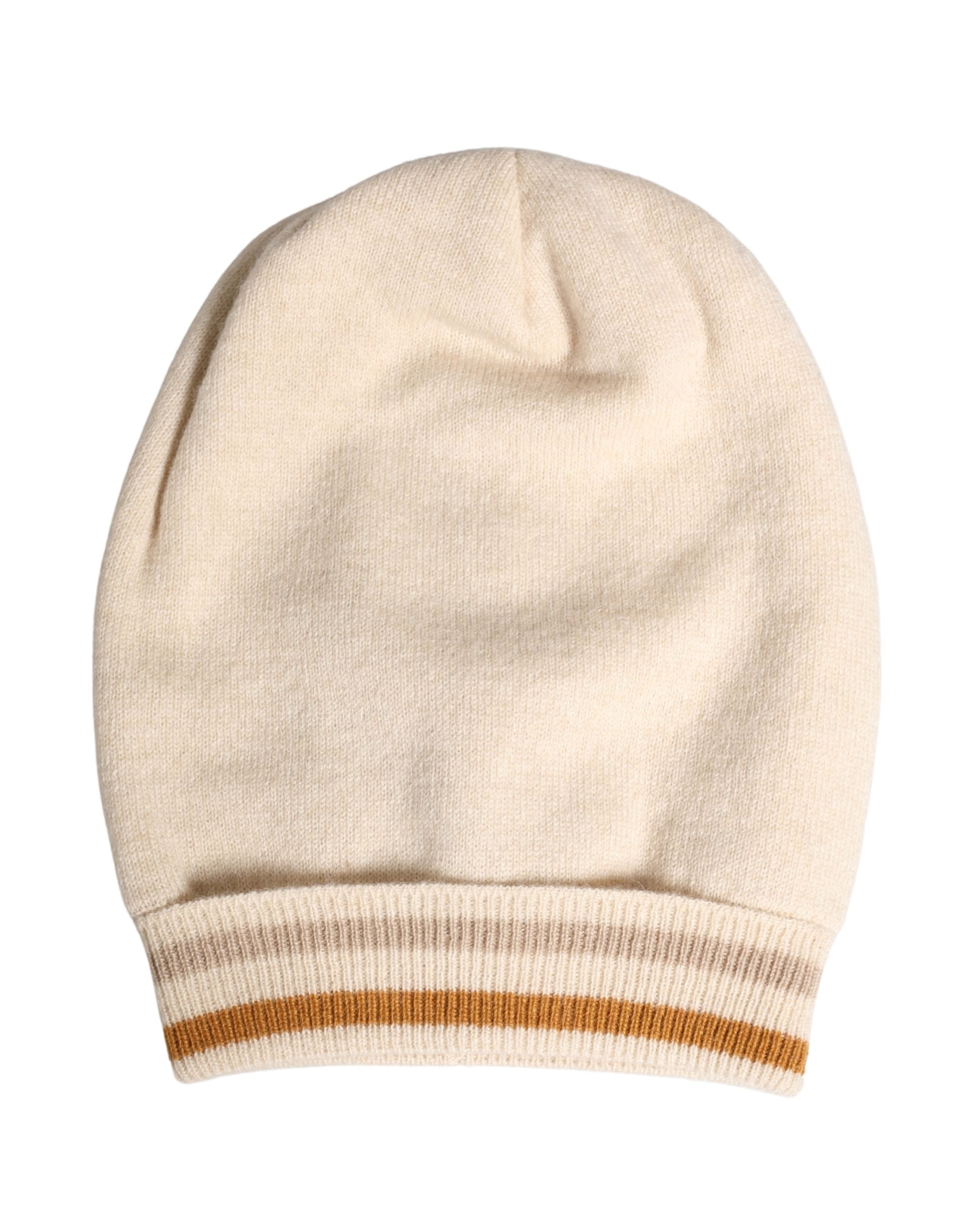 Beige Cashmere Knitted Women Winter Beanie Hat - ventzia