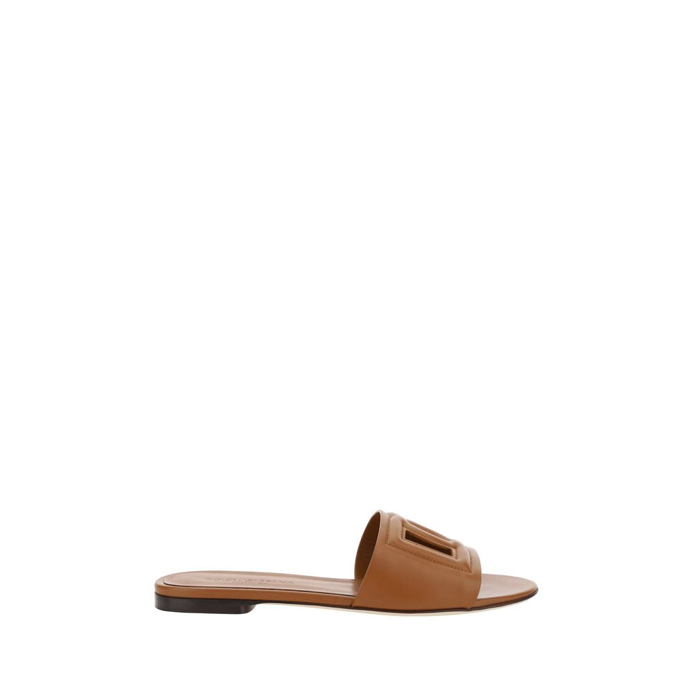 Brown Calf Leather Bos Taurus Flat Sandals - ventzia