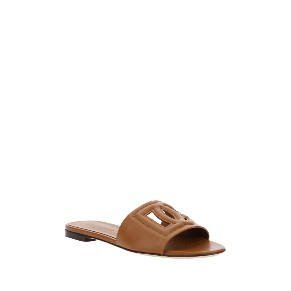 Brown Calf Leather Bos Taurus Flat Sandals - ventzia