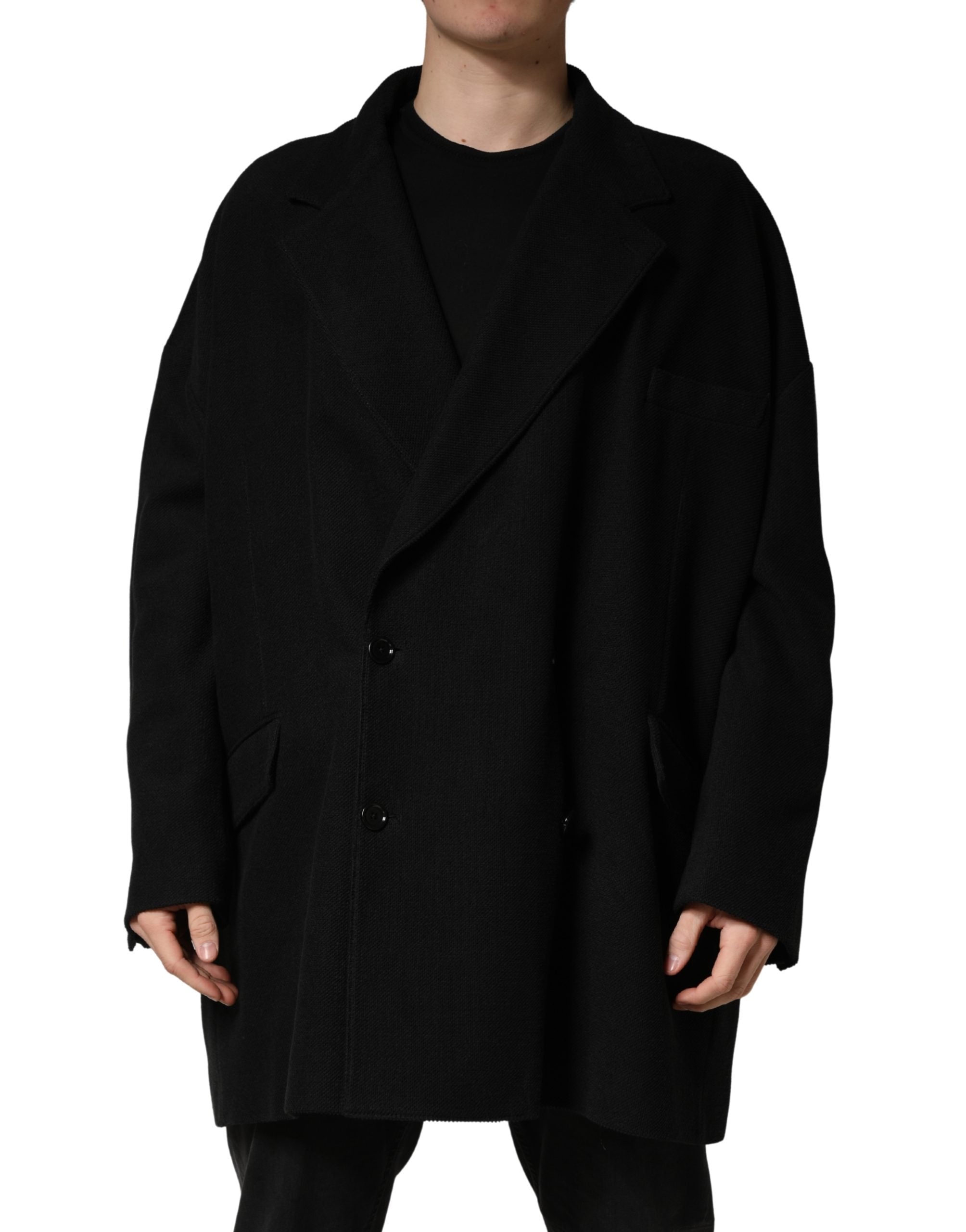 Black Double Breasted 2 Buttons Suit Jacket - ventzia