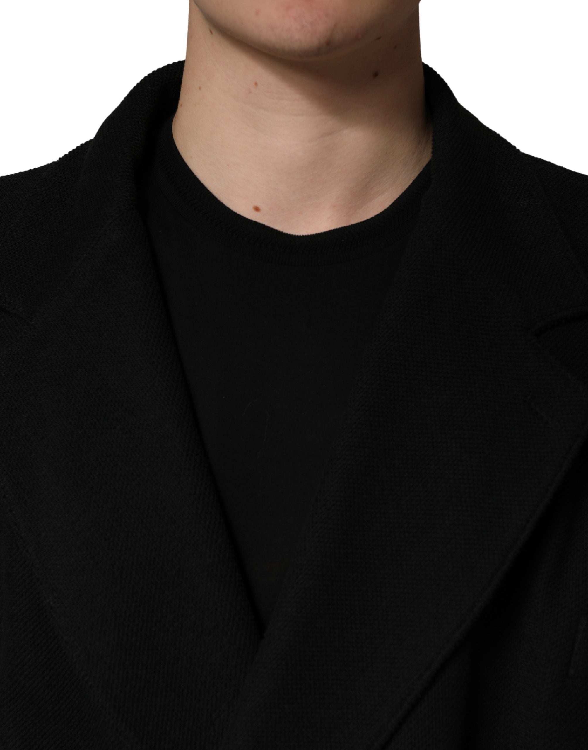 Black Double Breasted 2 Buttons Suit Jacket - ventzia