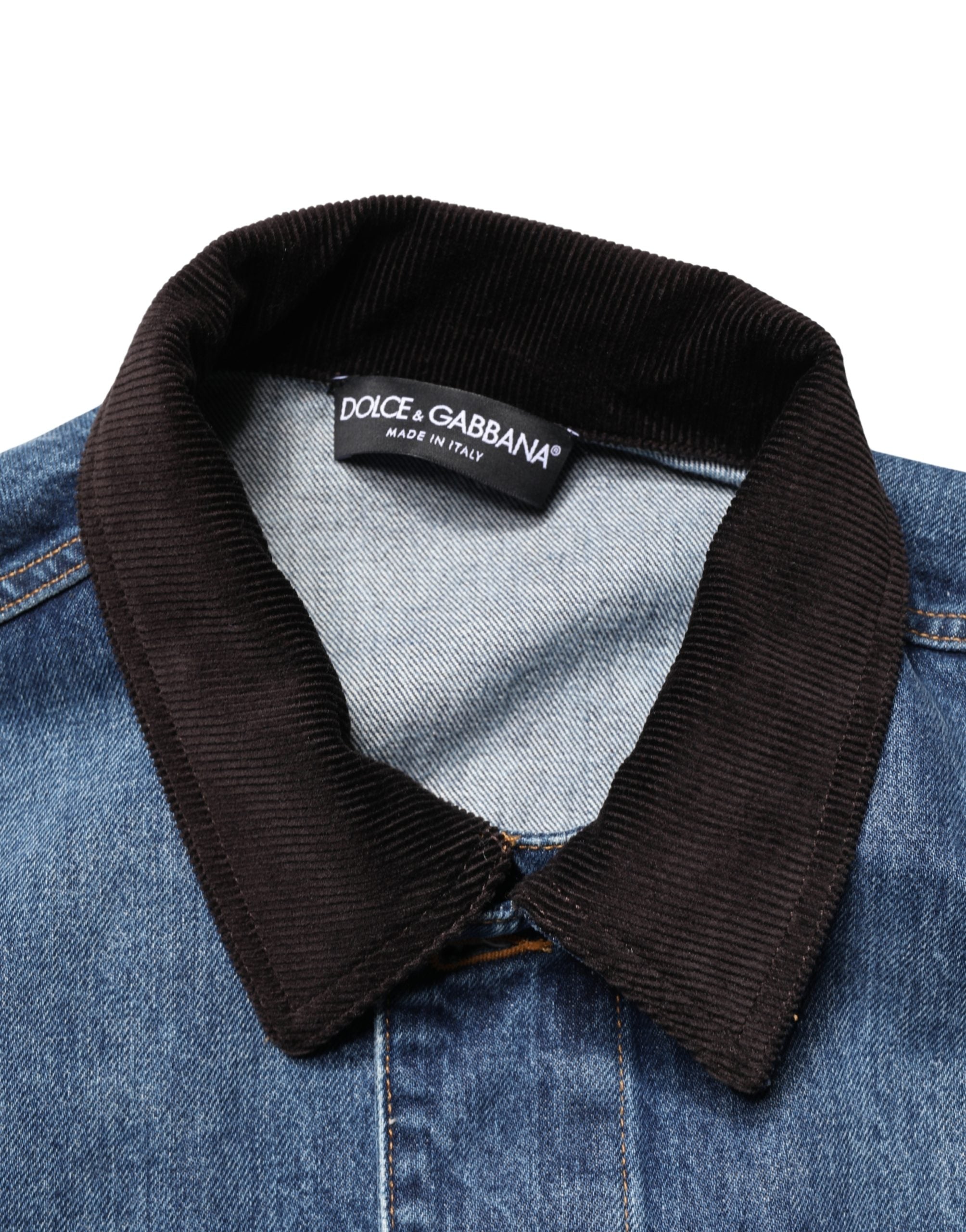 Black Blue Cotton Denim Blouson Men Jacket - ventzia