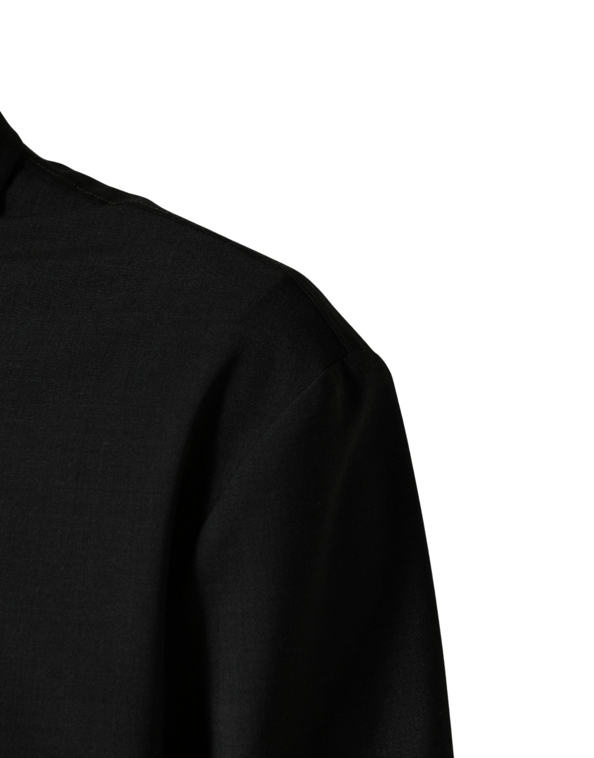 Black Wool Logo Full Zip Men Bomber Jacket - ventzia
