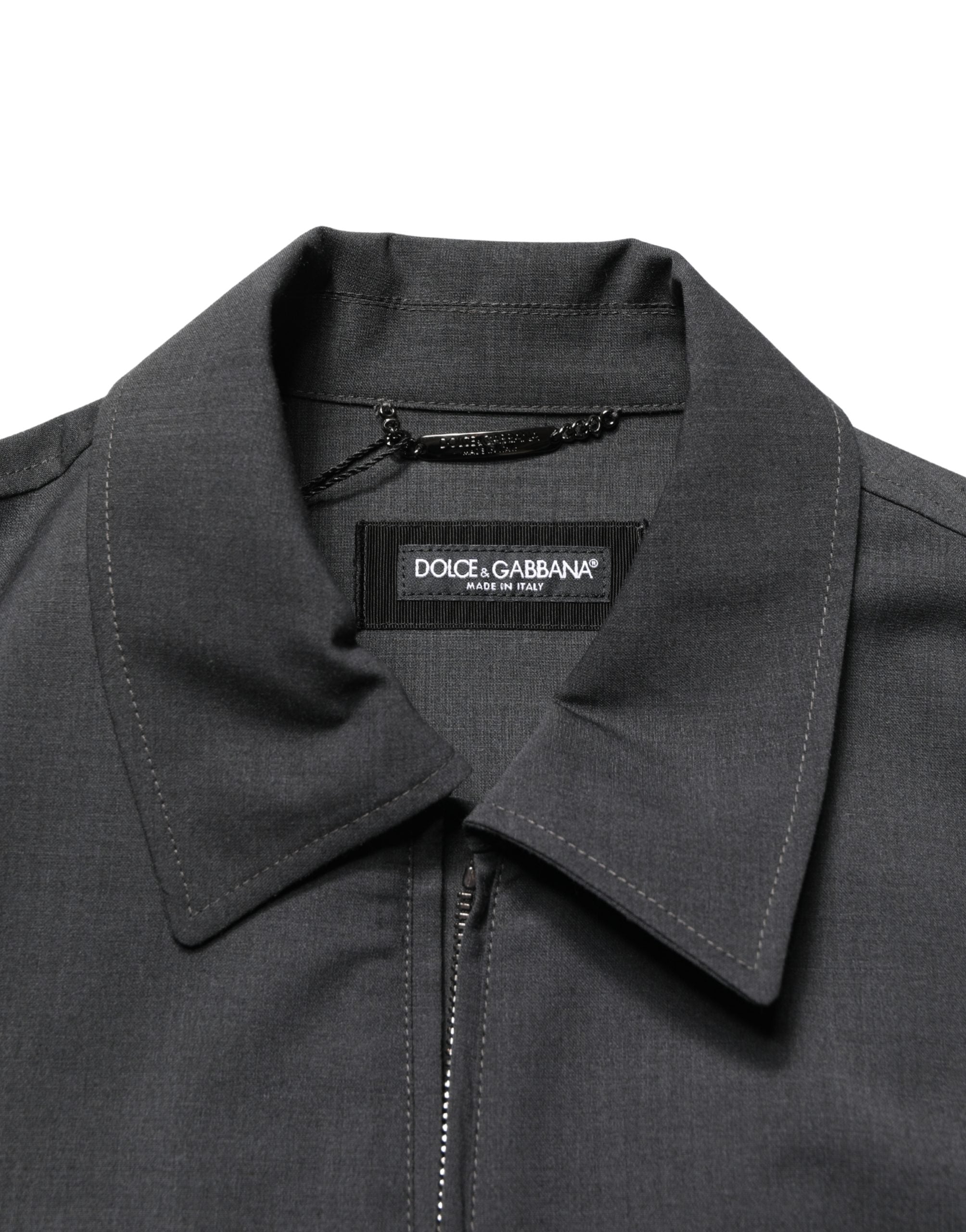 Black Wool Logo Full Zip Men Bomber Jacket - ventzia