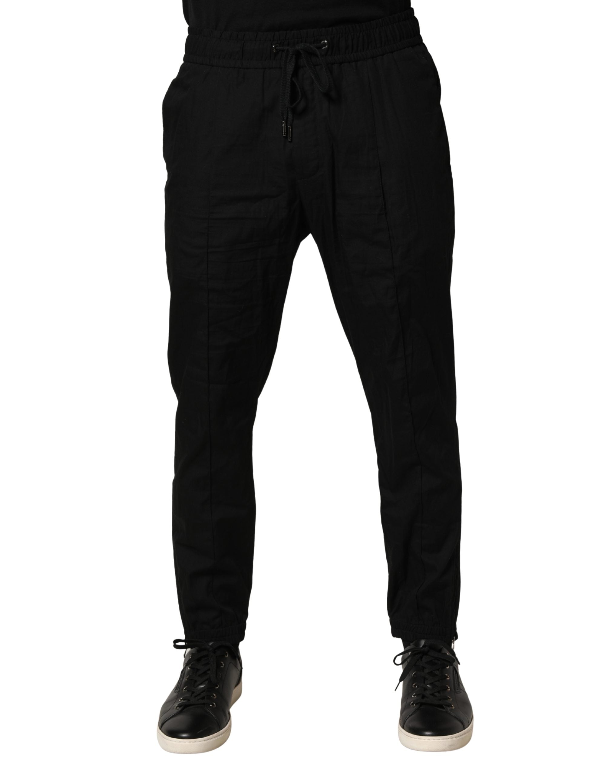 Black Cotton Skinny Men Jogger Trouser Pants - ventzia
