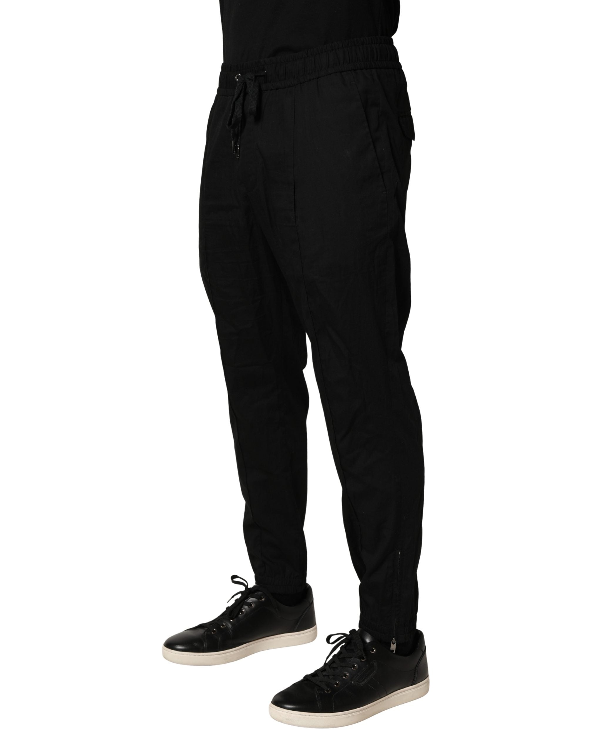 Black Cotton Skinny Men Jogger Trouser Pants - ventzia