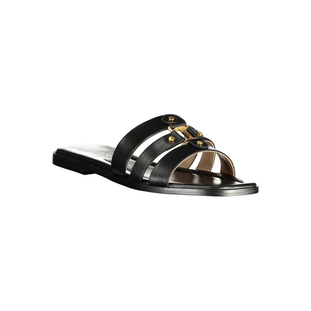 Black Leather Women's Sandal - ventzia