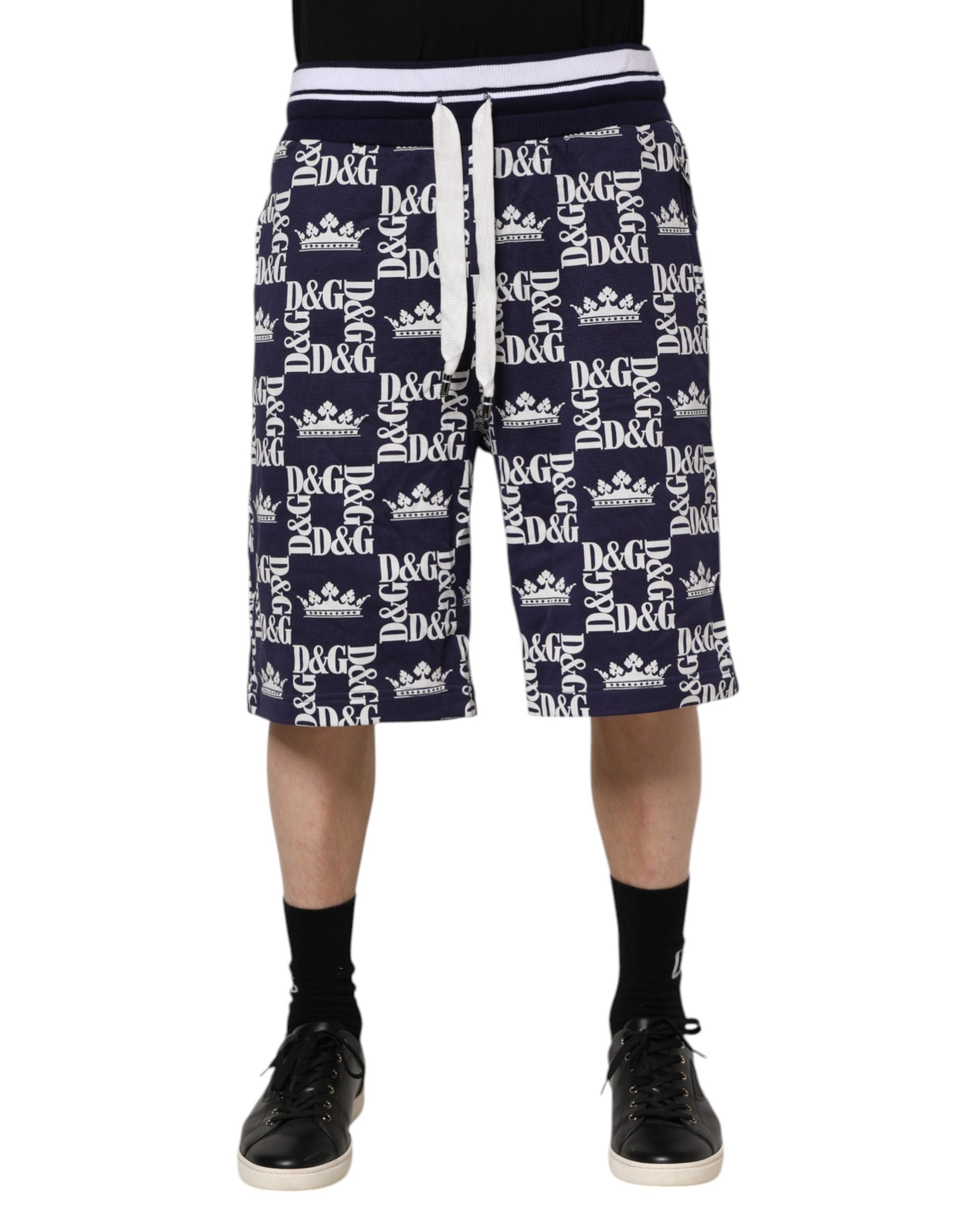 Blue DG Logo Print Chino Men Bermuda Shorts - ventzia