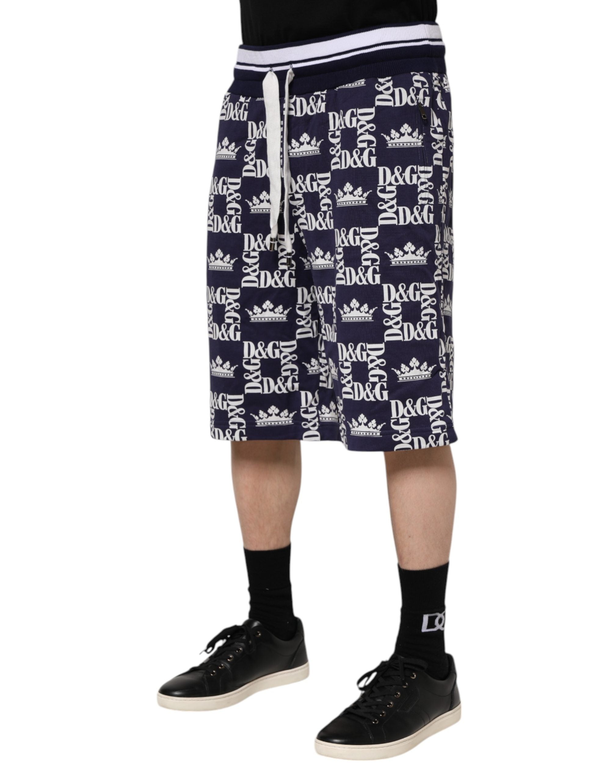Blue DG Logo Print Chino Men Bermuda Shorts - ventzia