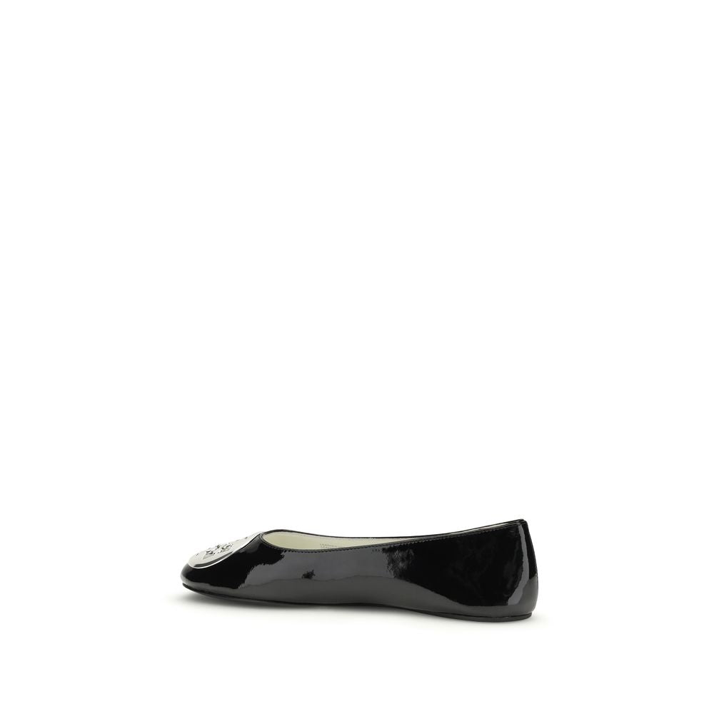 Black Calf Leather Bos Taurus Ballet Flats - ventzia