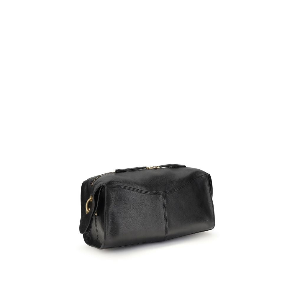 Black Calf Leather Bos Taurus Shoulder Bag - ventzia