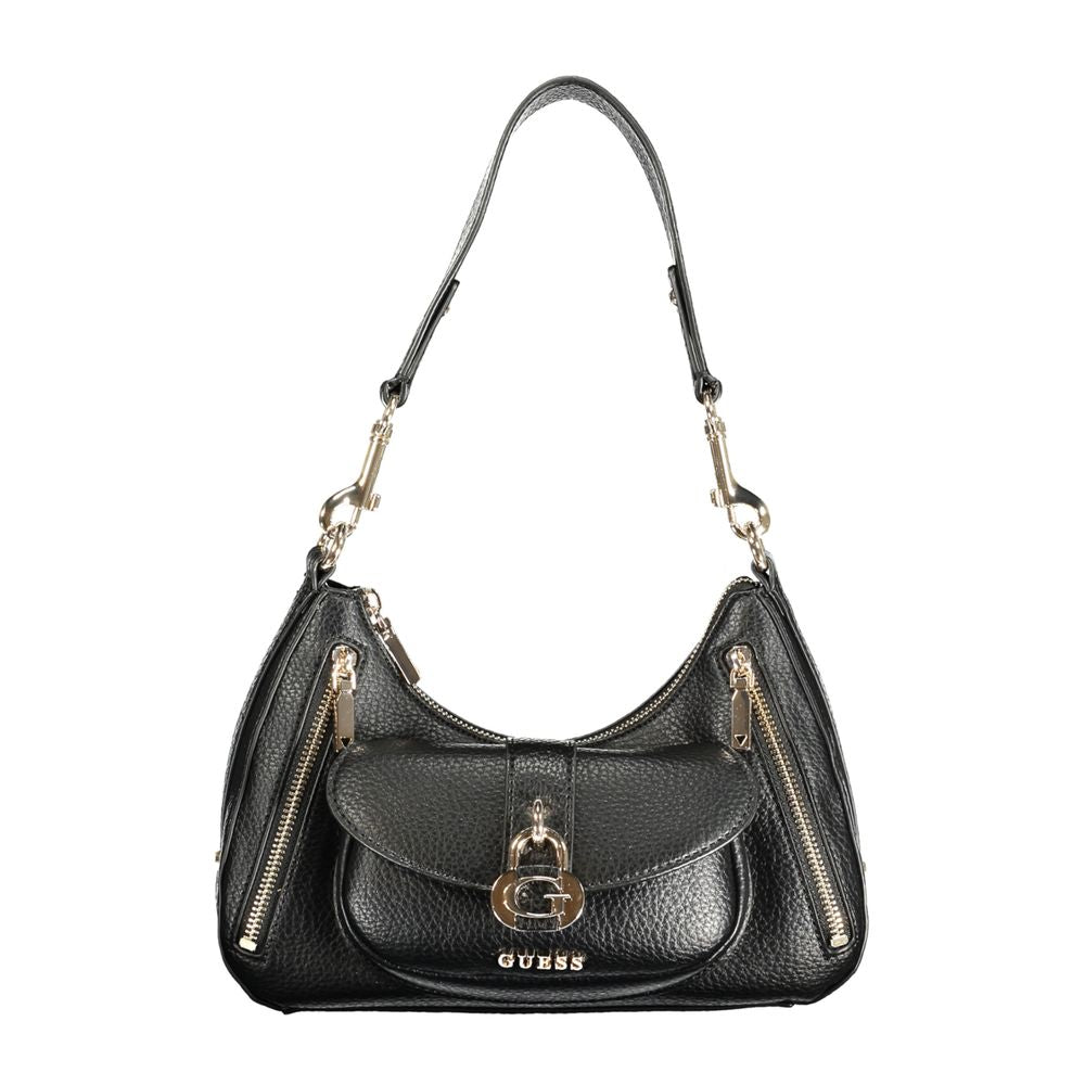 Black Polyurethane Women Handbag - ventzia