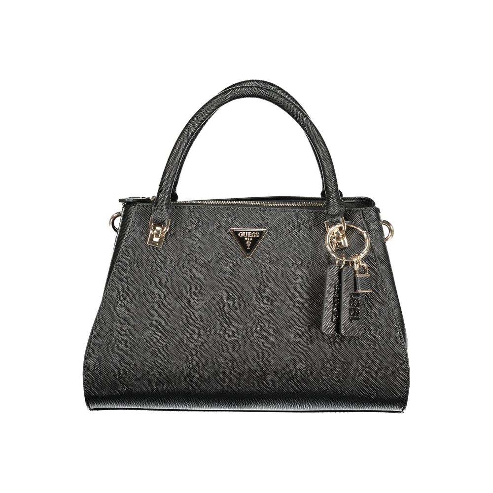 Black Polyurethane Women Handbag - ventzia