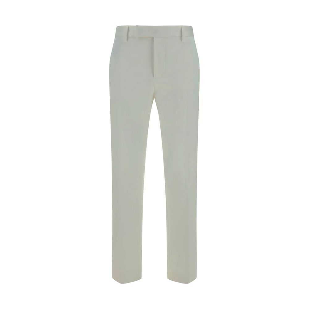 White Cotton Casual Pants - ventzia